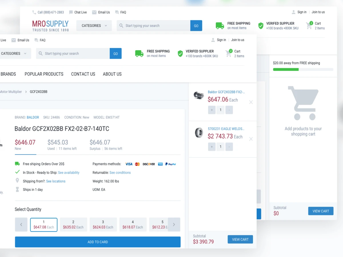 Simplified ordering process on Mrosupply platform
