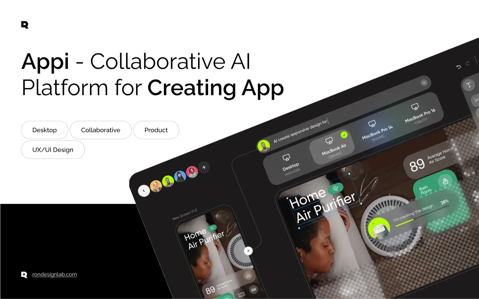 Screenshot of the Appi collaborative AI platform desktop interface for creating apps.