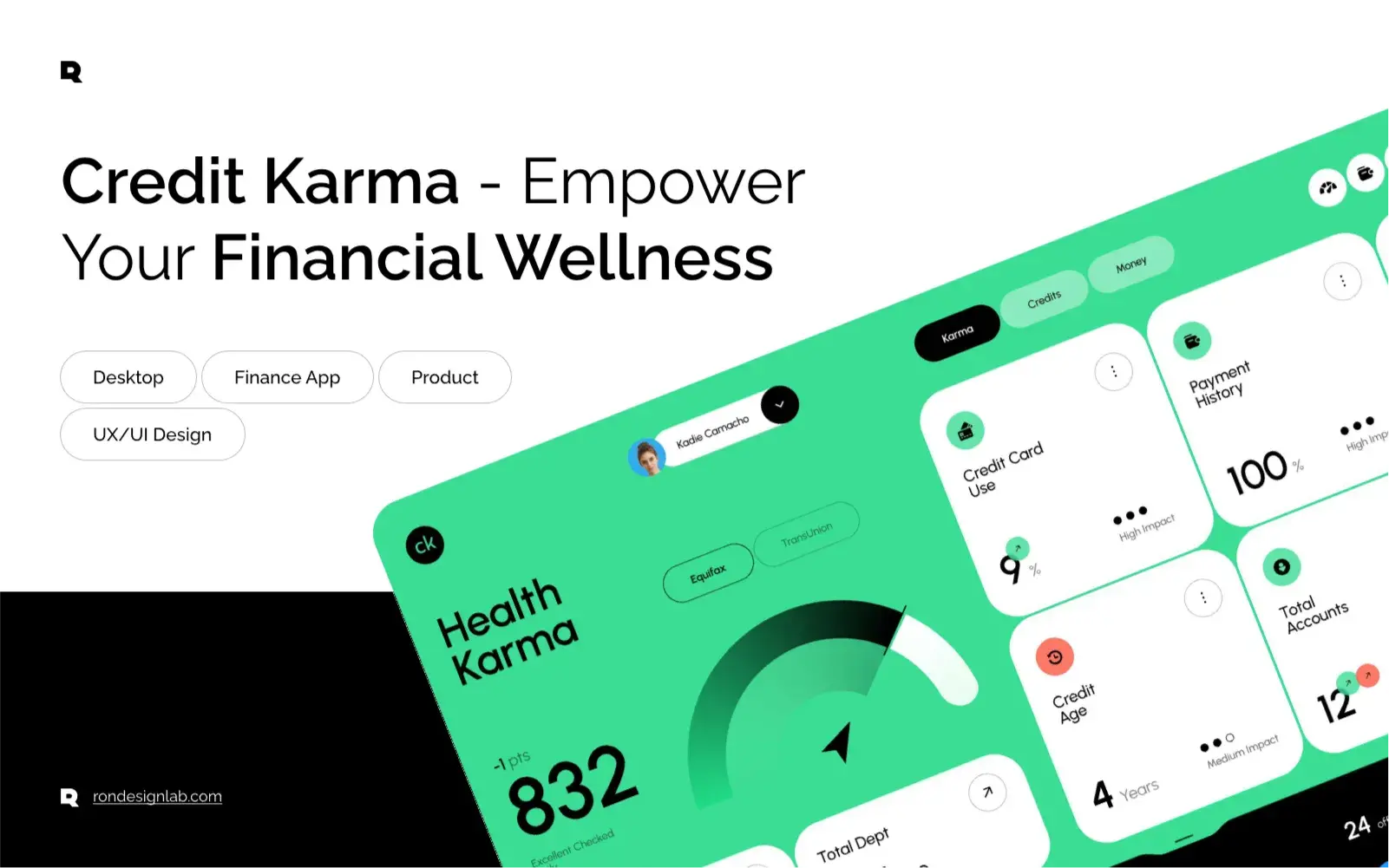 Screenshot from a Credit Karma case study illustrating financial wellness tools.