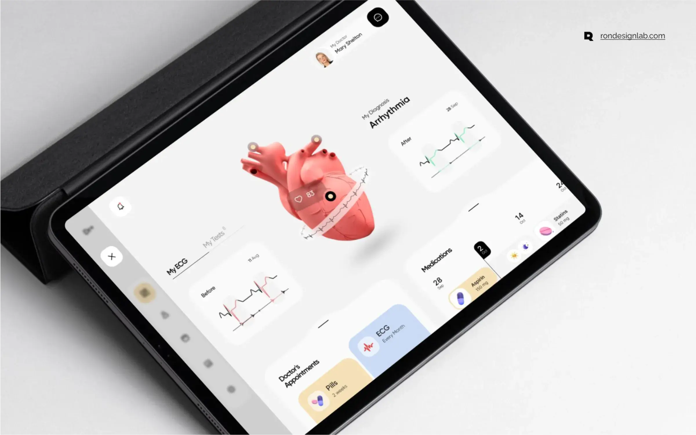 Screenshot of the Dr.+ comprehensive health condition management interface on a tablet.