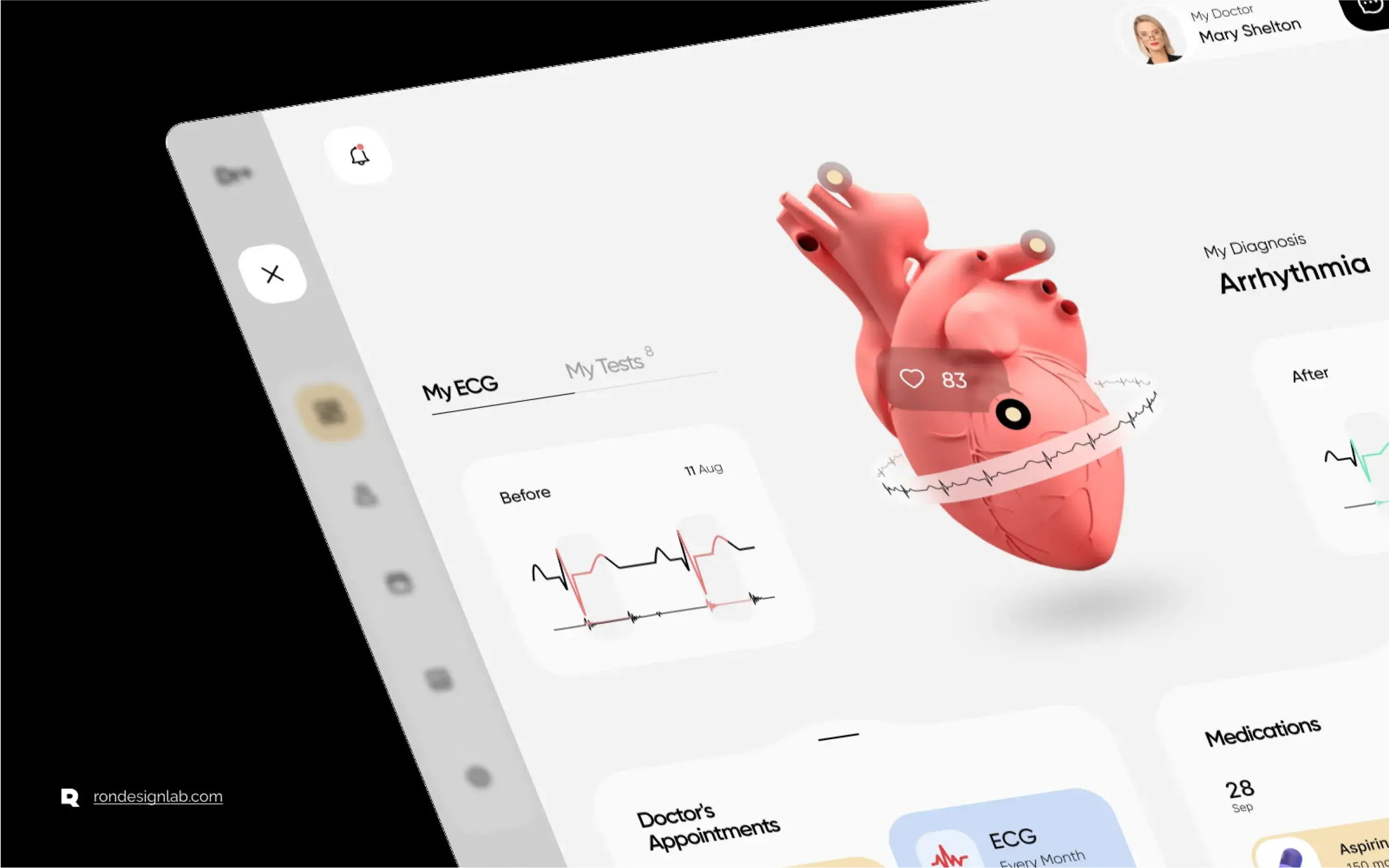 Screenshot of Dr.+ software interface on a tablet for comprehensive health condition management.