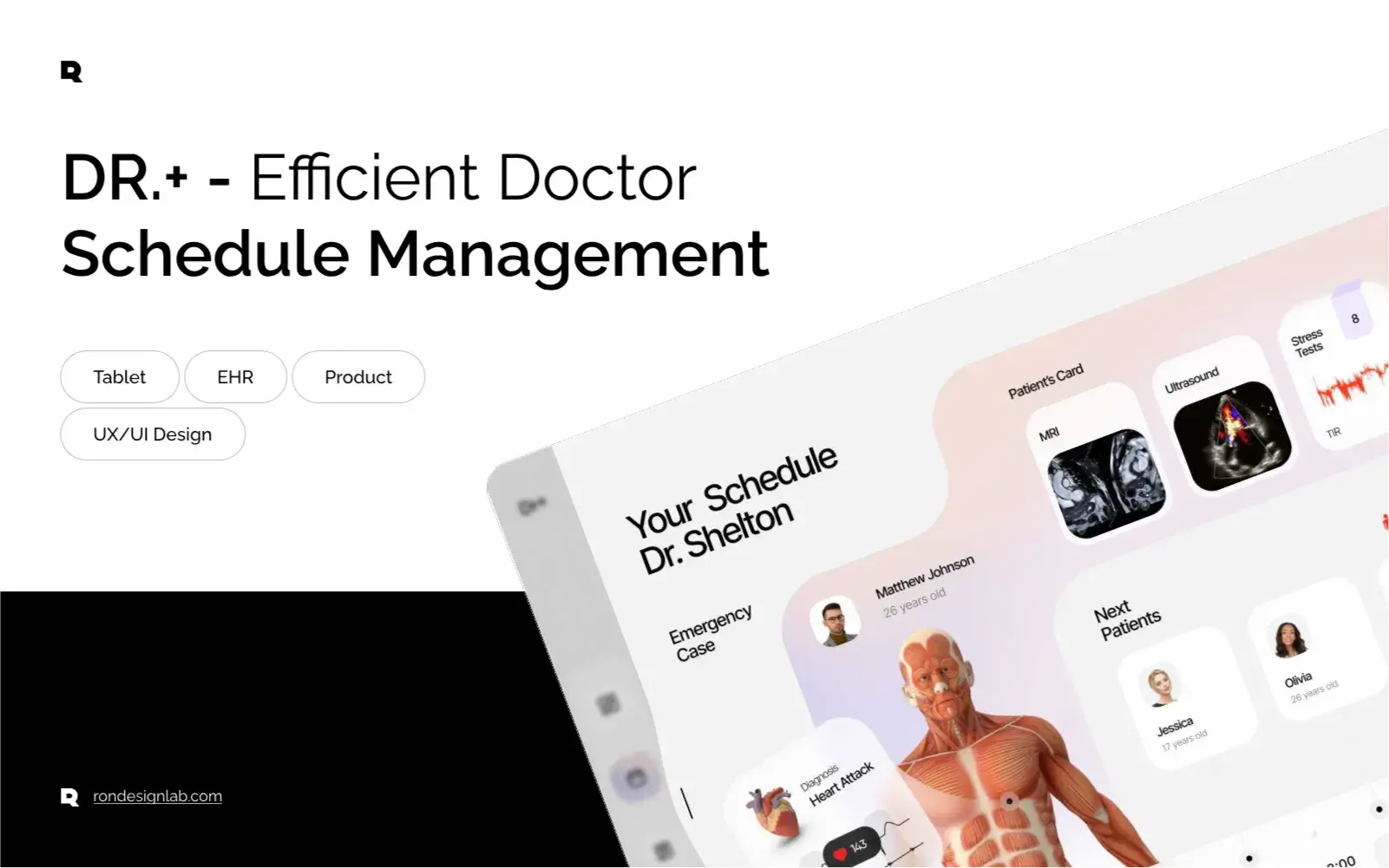 Screenshot of the DR.+ web interface for efficient doctor schedule management.