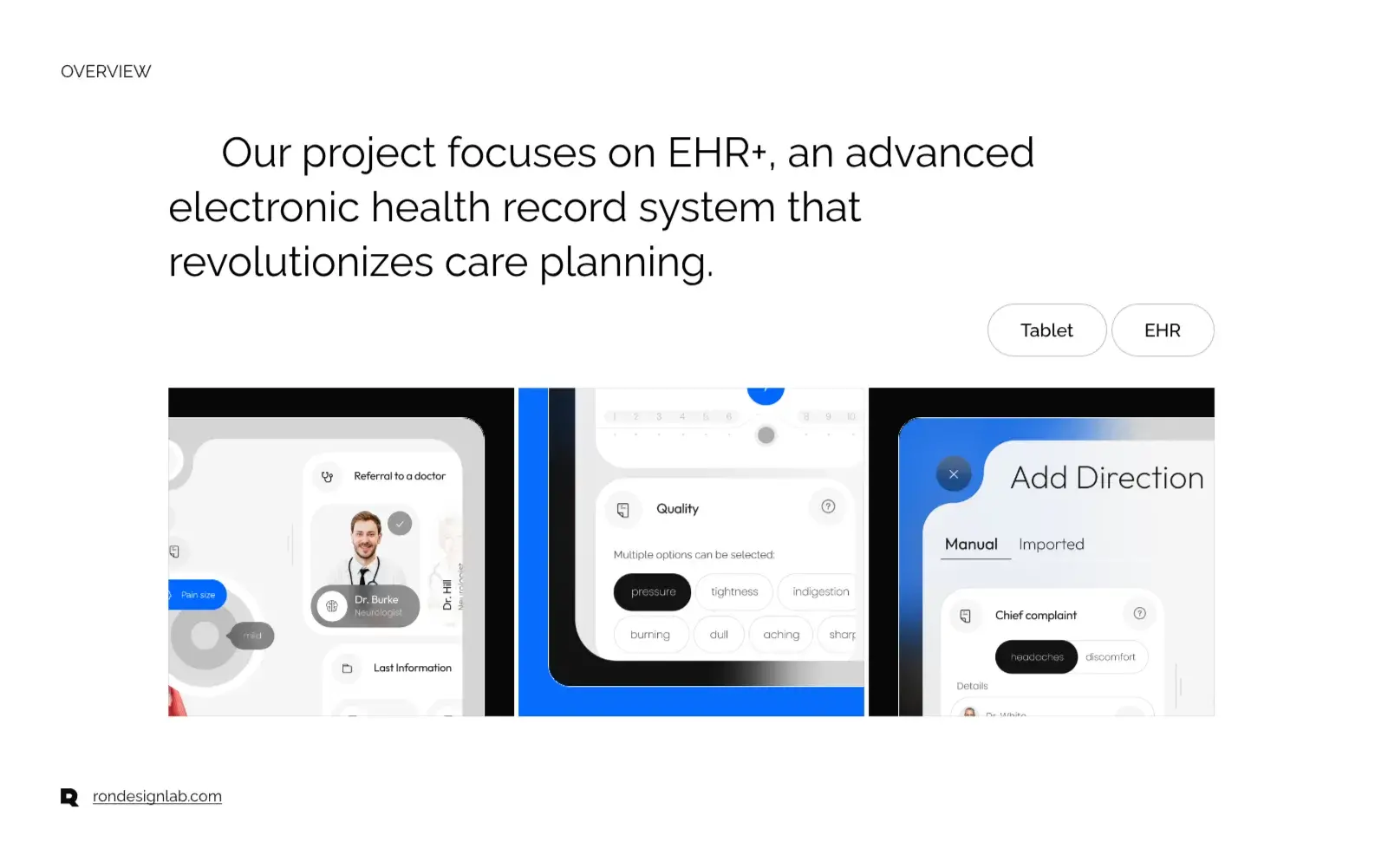 Screenshot of a mobile interface showing a comprehensive care planning feature within an EHR system.