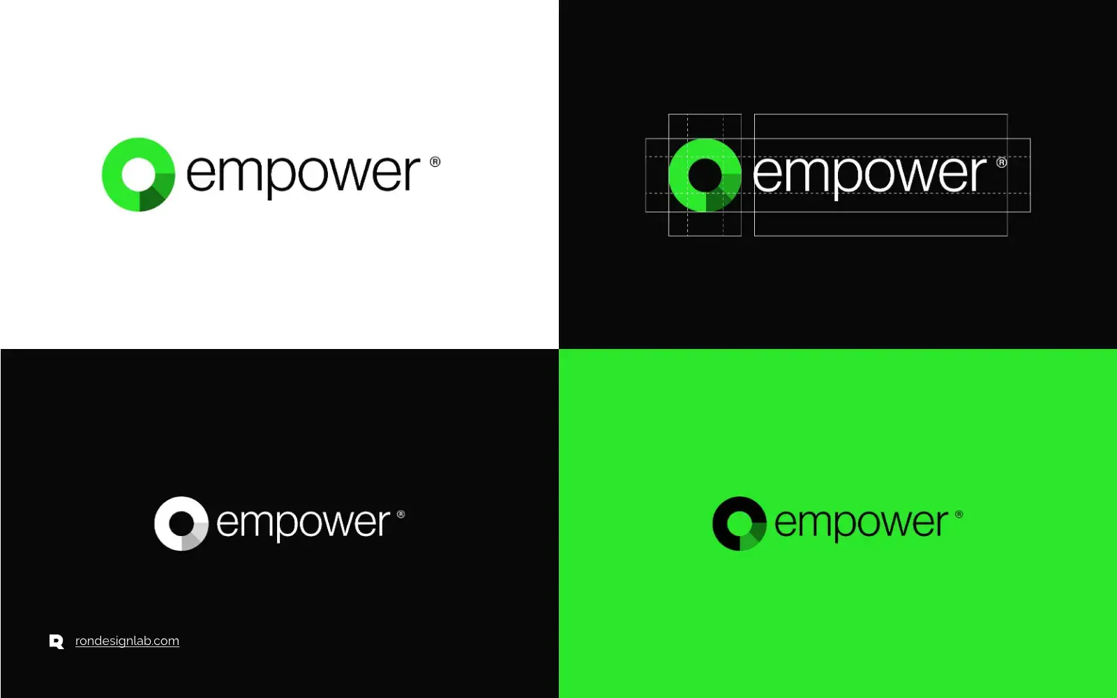Screenshot from rondesignlab.com showcasing branding design for empower finance service management.