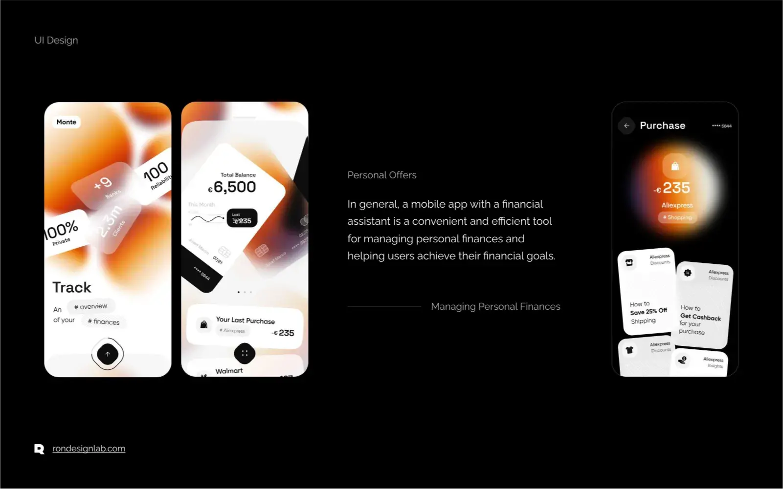 Screenshot of the FinAssist digital personal finance assistant app interface on a mobile phone.