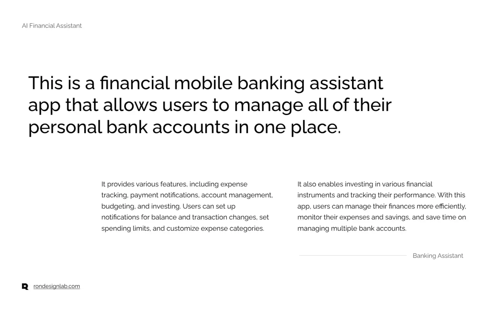 Screenshot of documentation for the FinAssist personal finance assistant web platform.