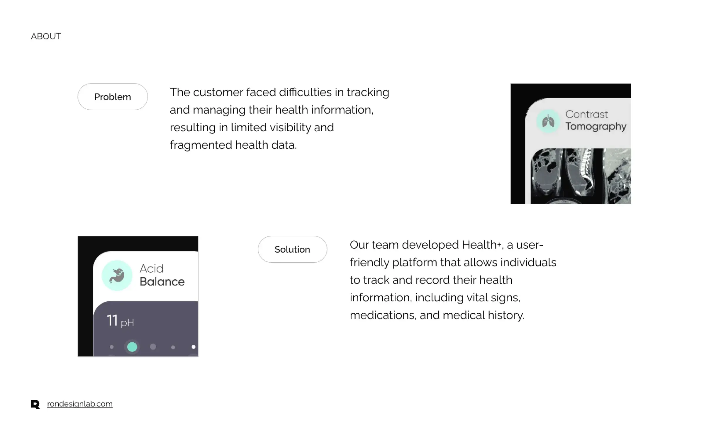 Screenshot of the personalized health chart screen within the Health+ EHR system on a tablet.