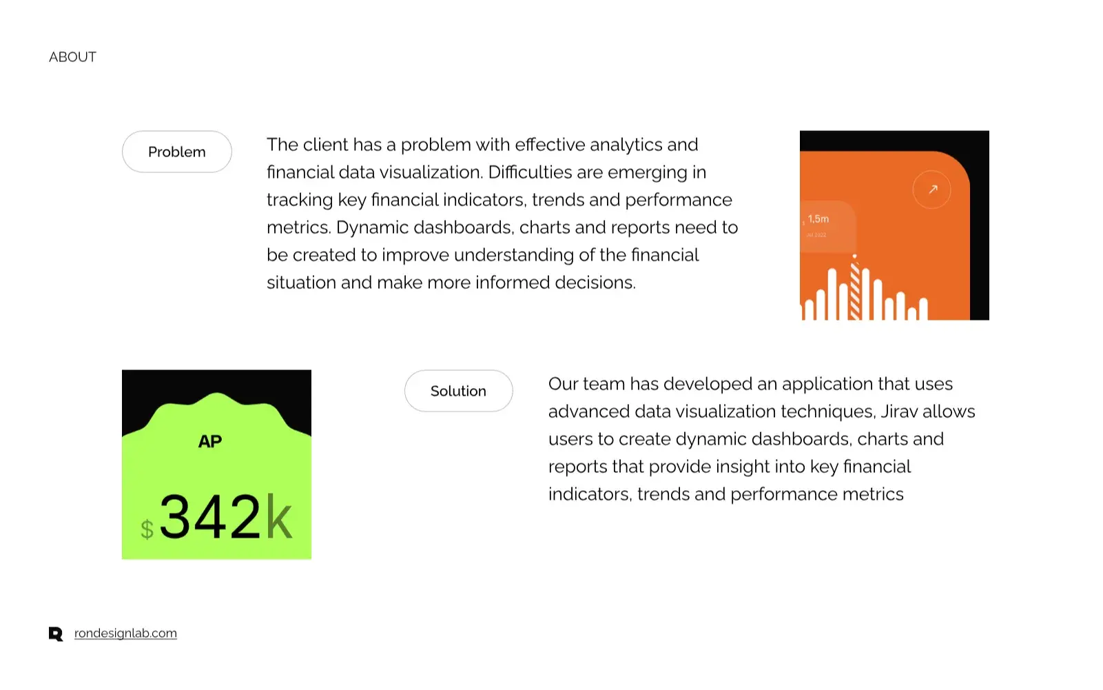 Screenshot of Jirav financial forecasting software dashboard UI displaying key business metrics.