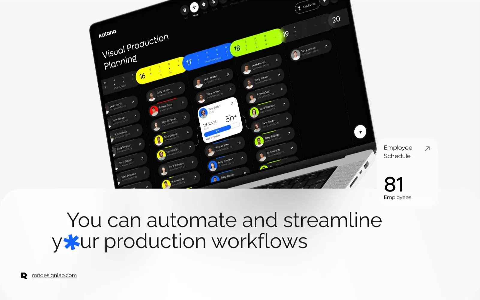Screenshot of the user interface for Katana MRP software, relevant to manufacturing and resource planning.