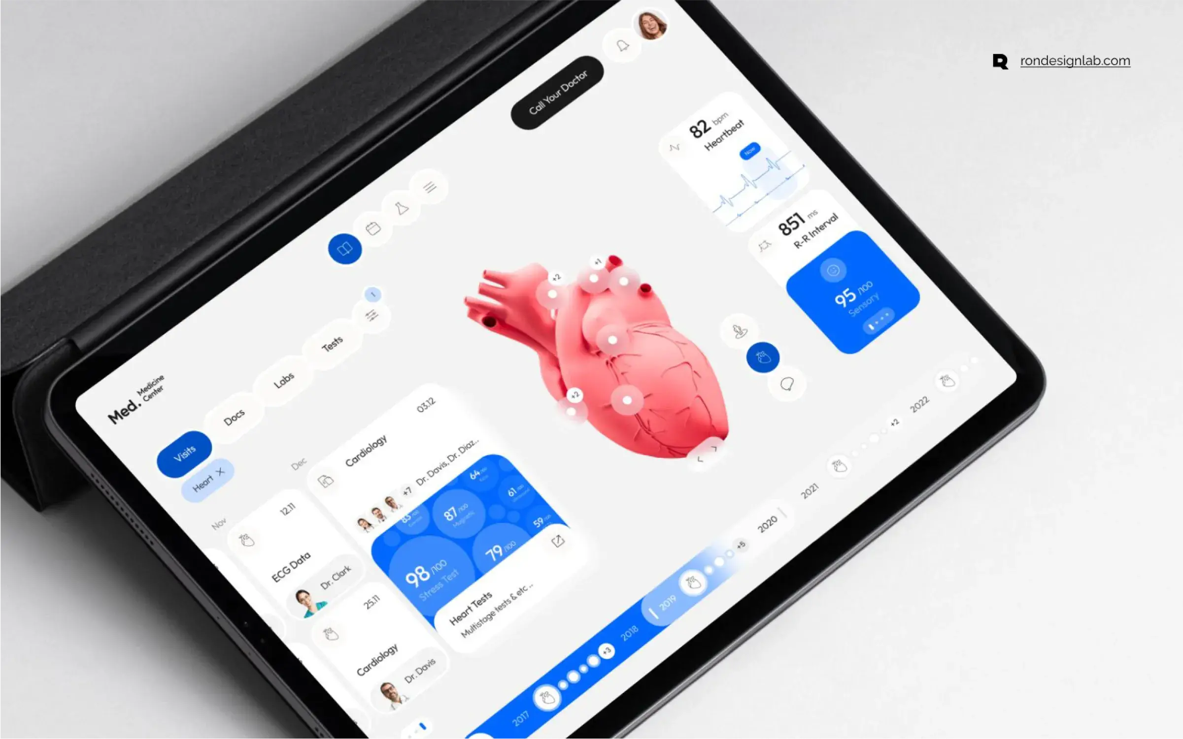 Mobile device displaying comprehensive medical diagnostics.