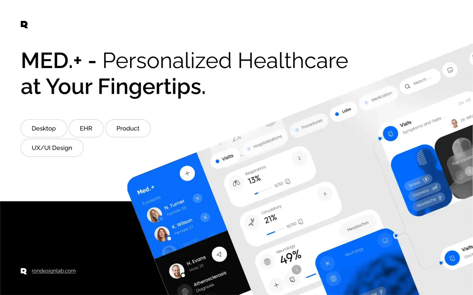 Screenshot of a health metric interface within the MED.+ personalized healthcare platform case study.