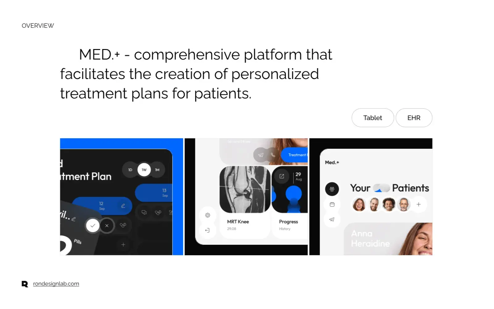 Screenshot of a personalized treatment planning module within a medical EHR on a tablet.
