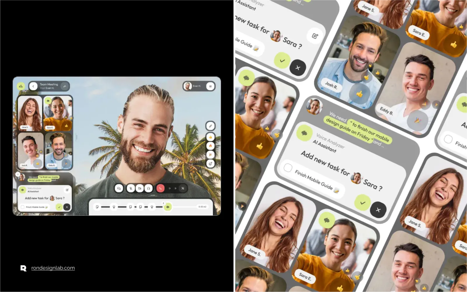 Collage of smiling business professionals highlighting successful meetings via MeetAI.