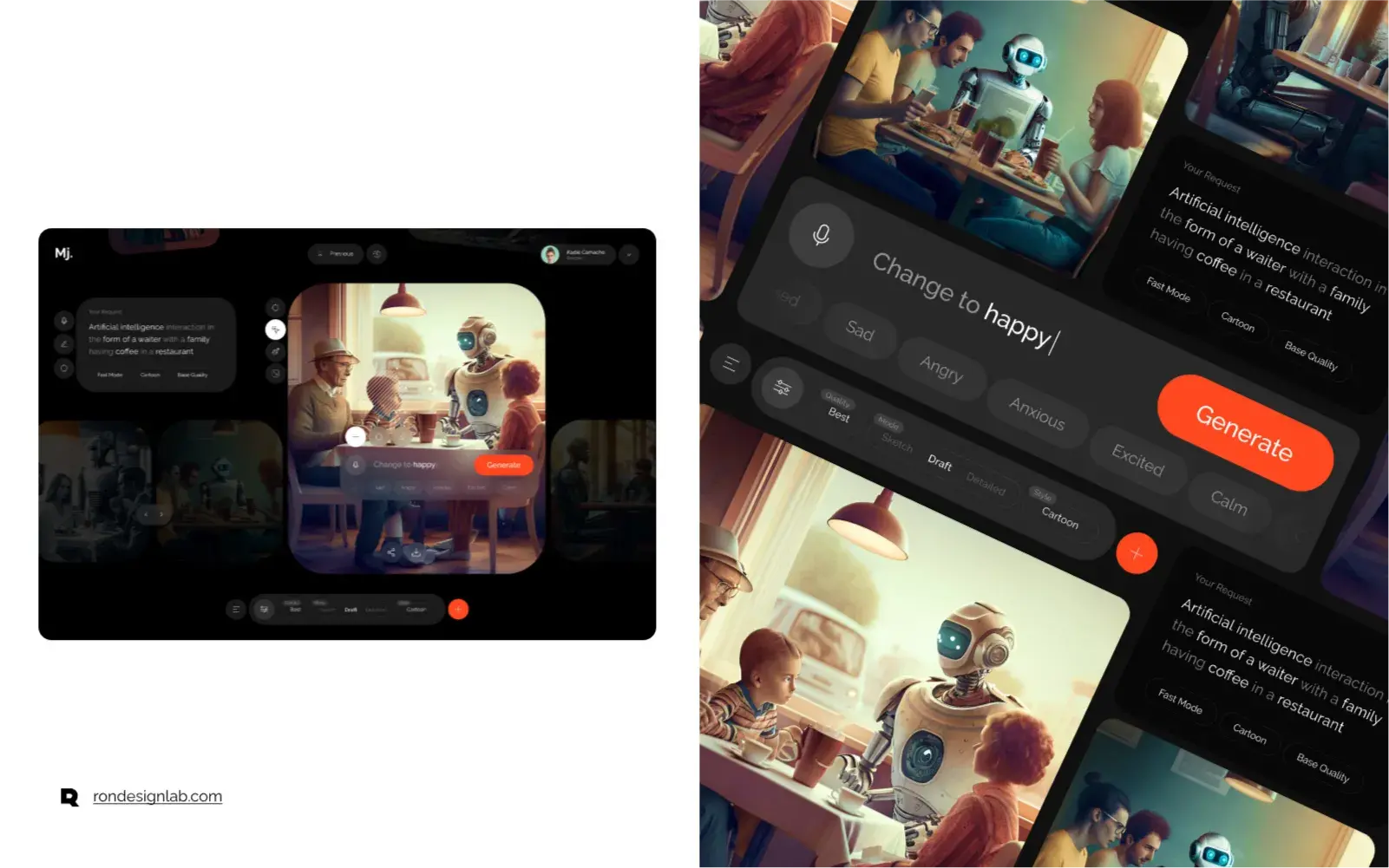 Screenshot of the Midjourney generative AI platform mobile interface on an iPhone, illustrating UX/UI design.