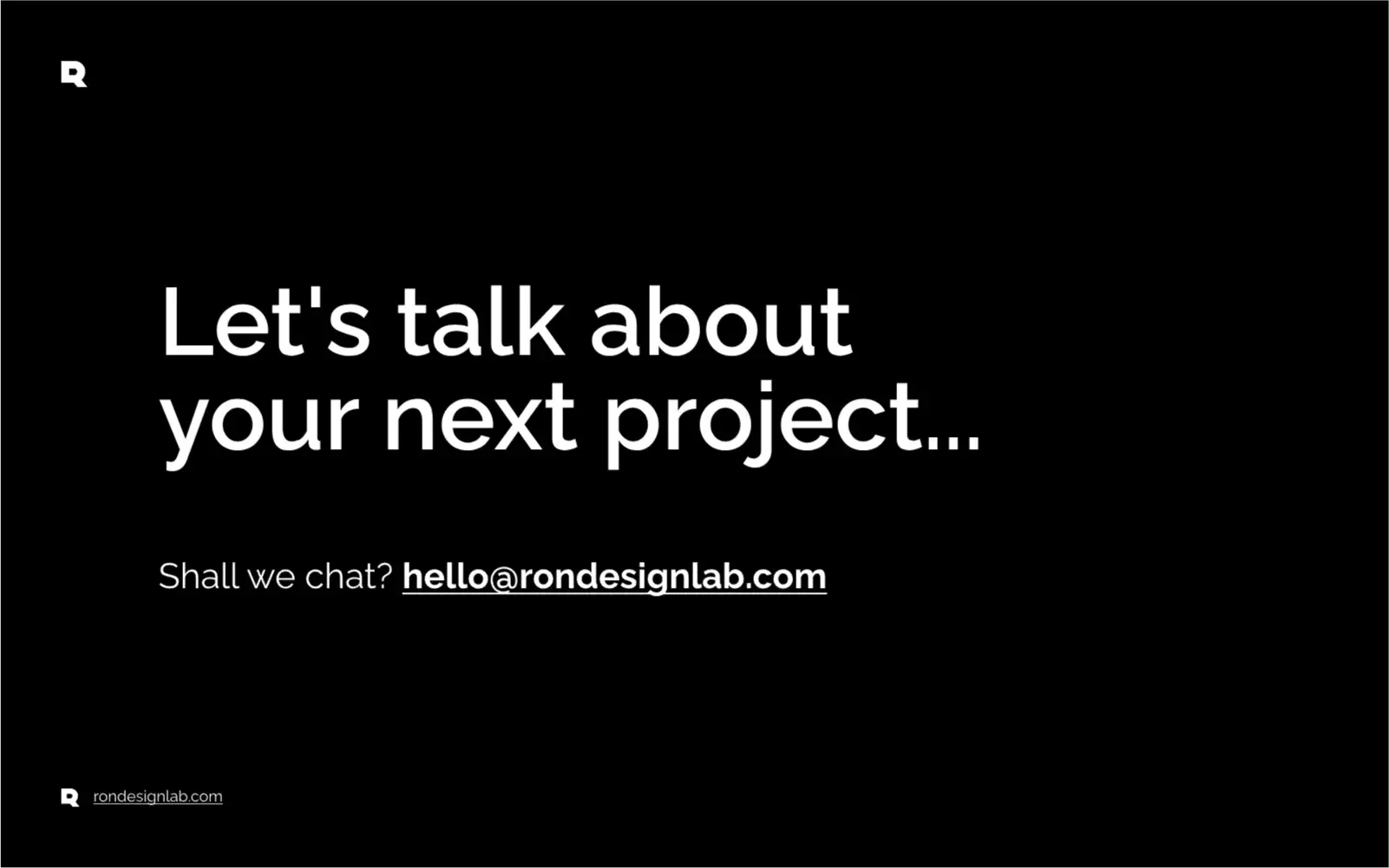 Screenshot displaying contact details for rondesignlab.com regarding advanced financial platform projects like TradingView.