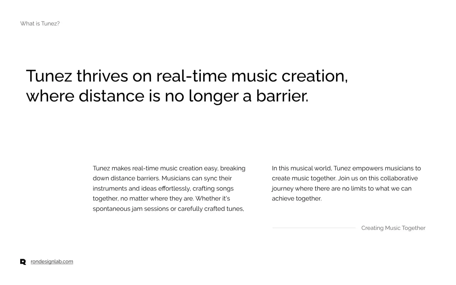 Screenshot of the Tunez web platform's user interface for collaborative music creation.