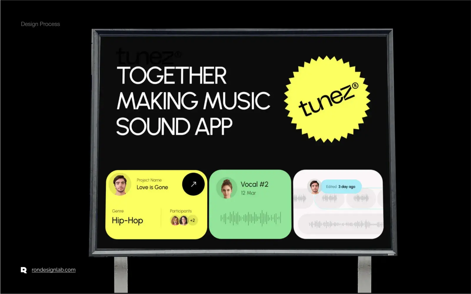 Screenshot of the Tunez web platform interface for creating music together.