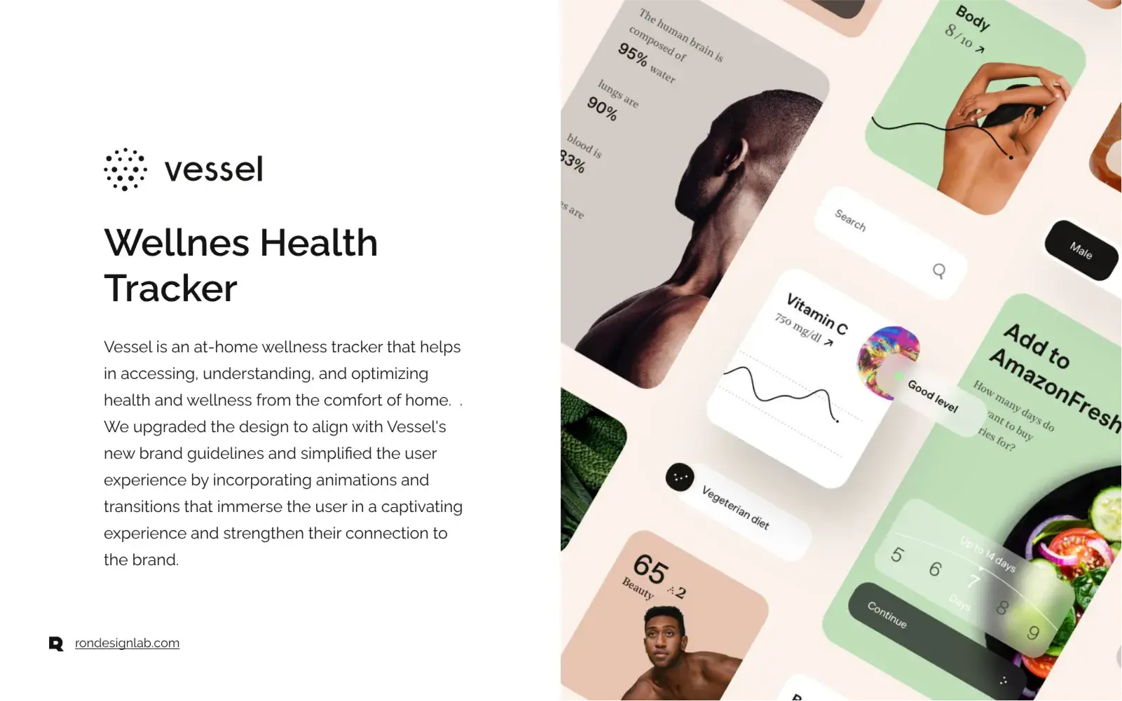 Screenshot of the Vessel Clutch app or website on a mobile device, highlighting wellness data for the case study review.