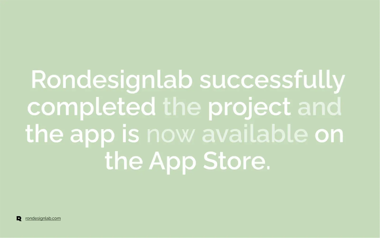 Screenshot of text confirming Rondesignlab completed the Vessel Clutch wellness app project, now available on App Store.