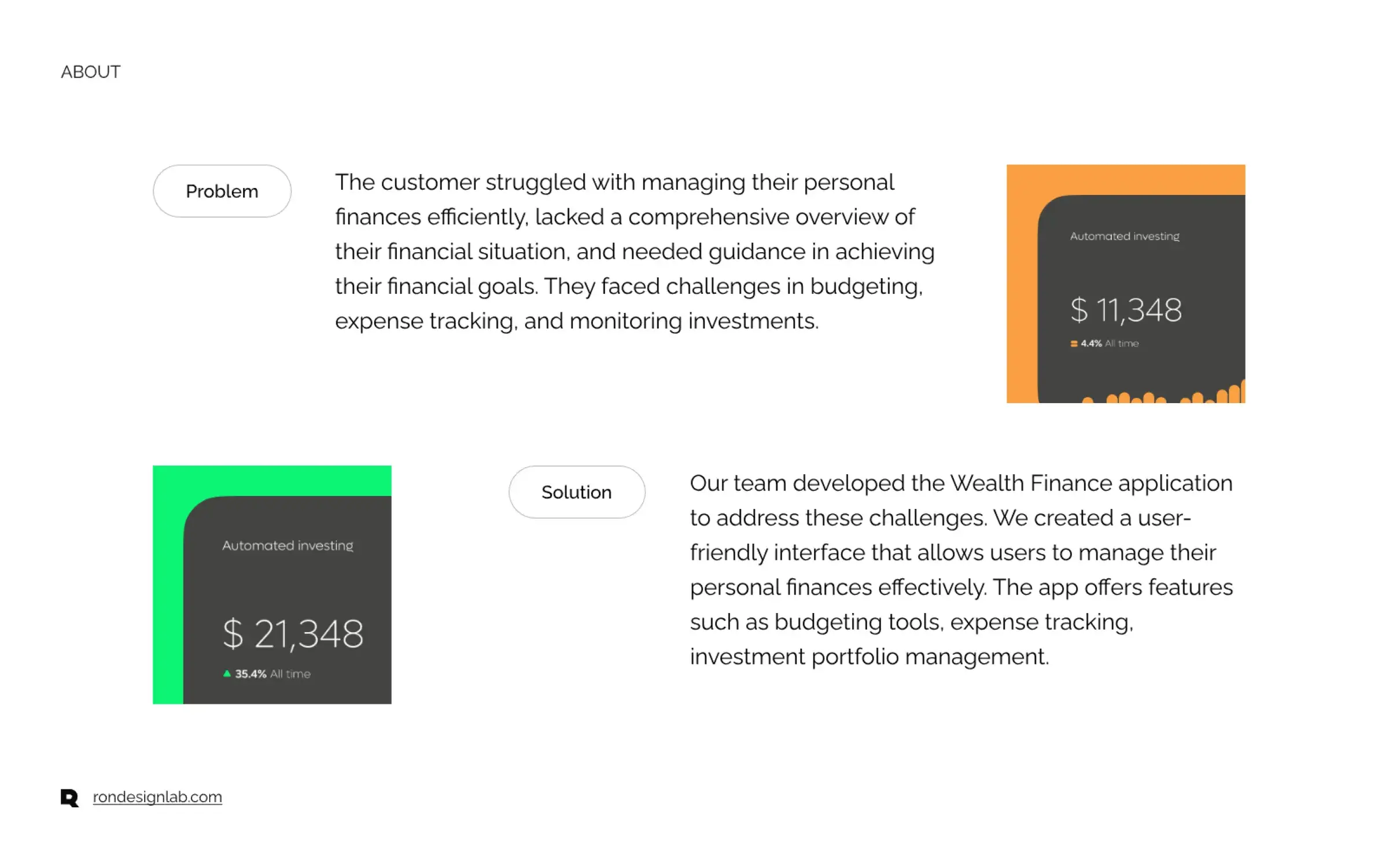 Screenshot of a desktop finance app interface for wealth management, showing tools to elevate your financial journey.
