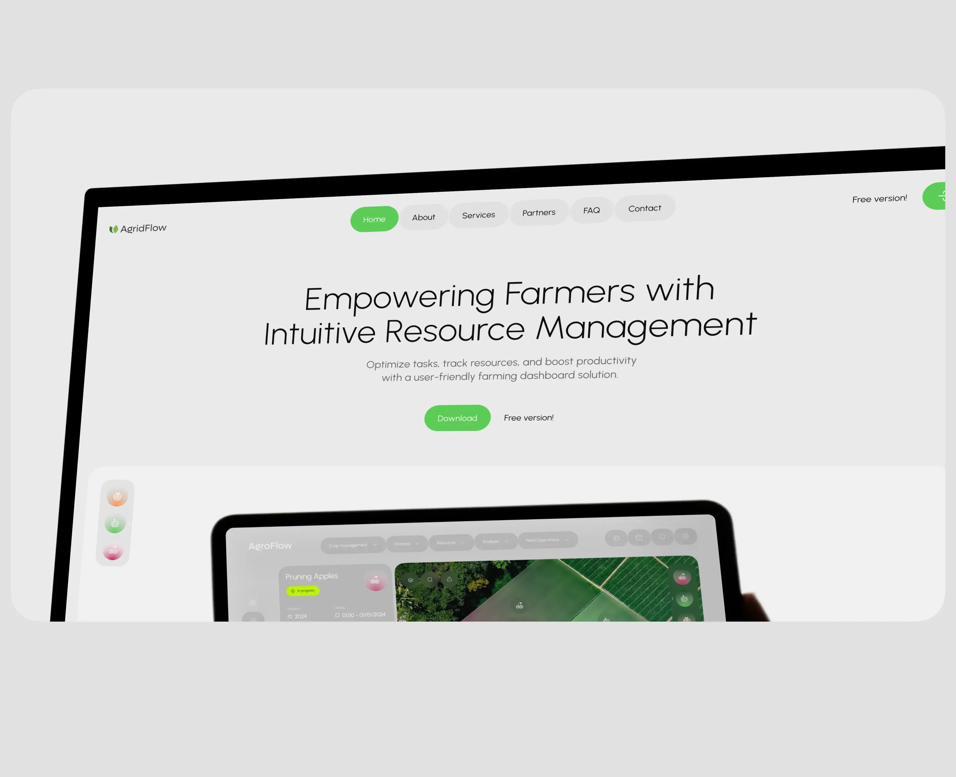 Screenshot from the Agridflow mobile app showing farming data dashboard. Screenshot from the Agridflow mobile app showing farming data dashboard.