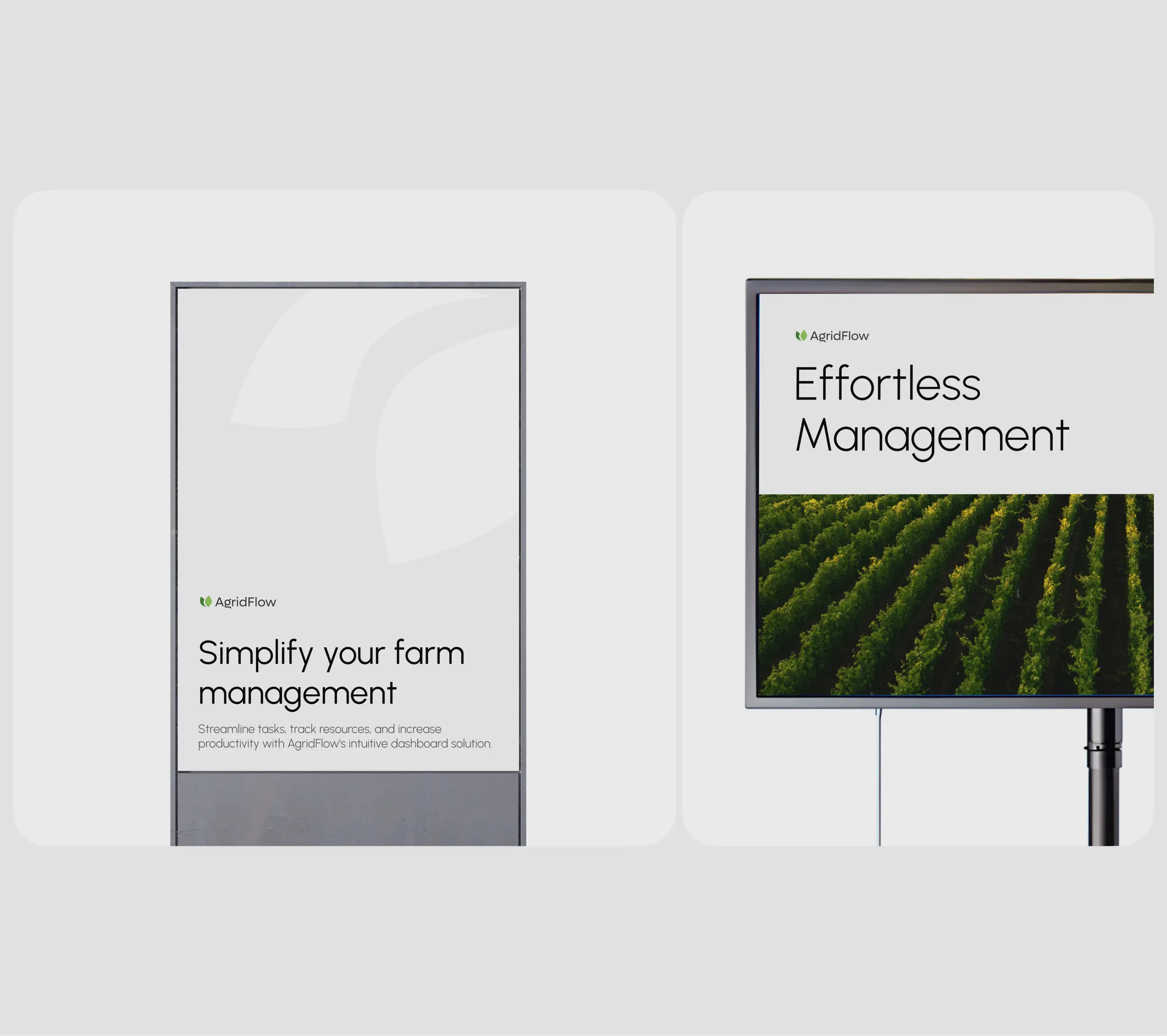Screenshot of a farming SaaS mobile app interface, showing metrics or management data. Screenshot of a farming SaaS mobile app interface, showing metrics or management data.