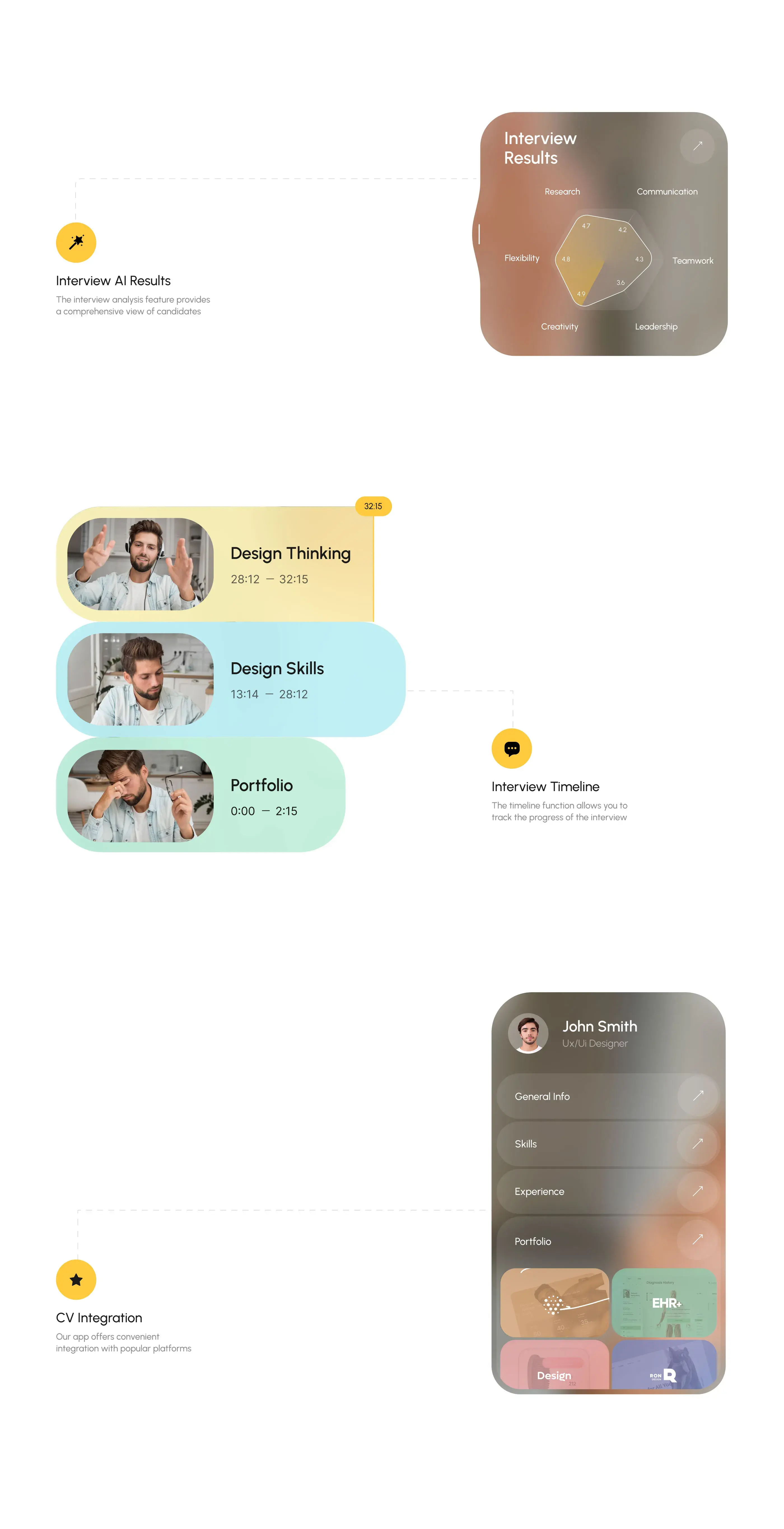 Screenshot of the AI interview assistant desktop app UI/UX design, featuring branding.