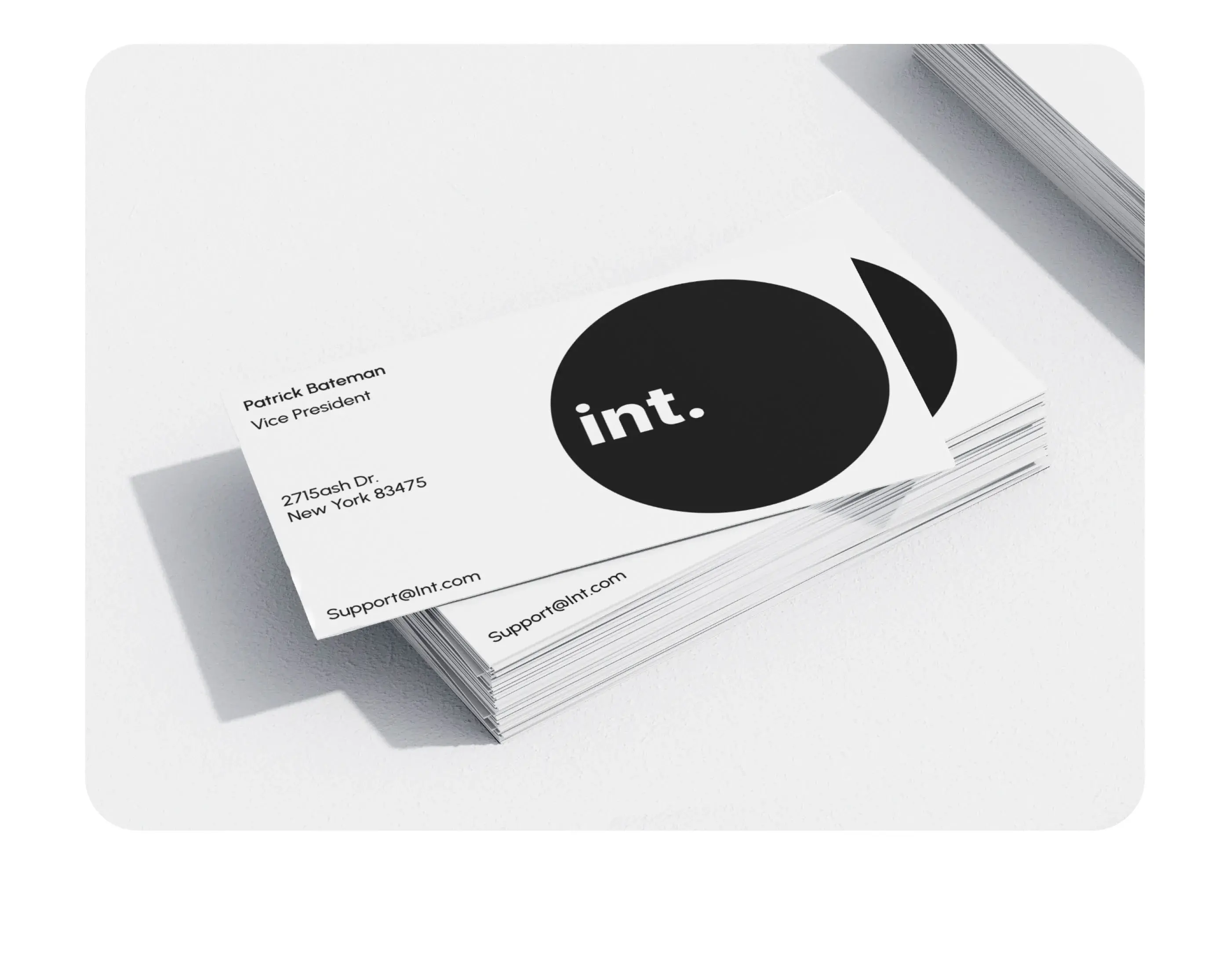 Mock-up of a profile card or document design featuring Patrick Bateman's contact details, used in the AI Interview Assistant branding or UI.