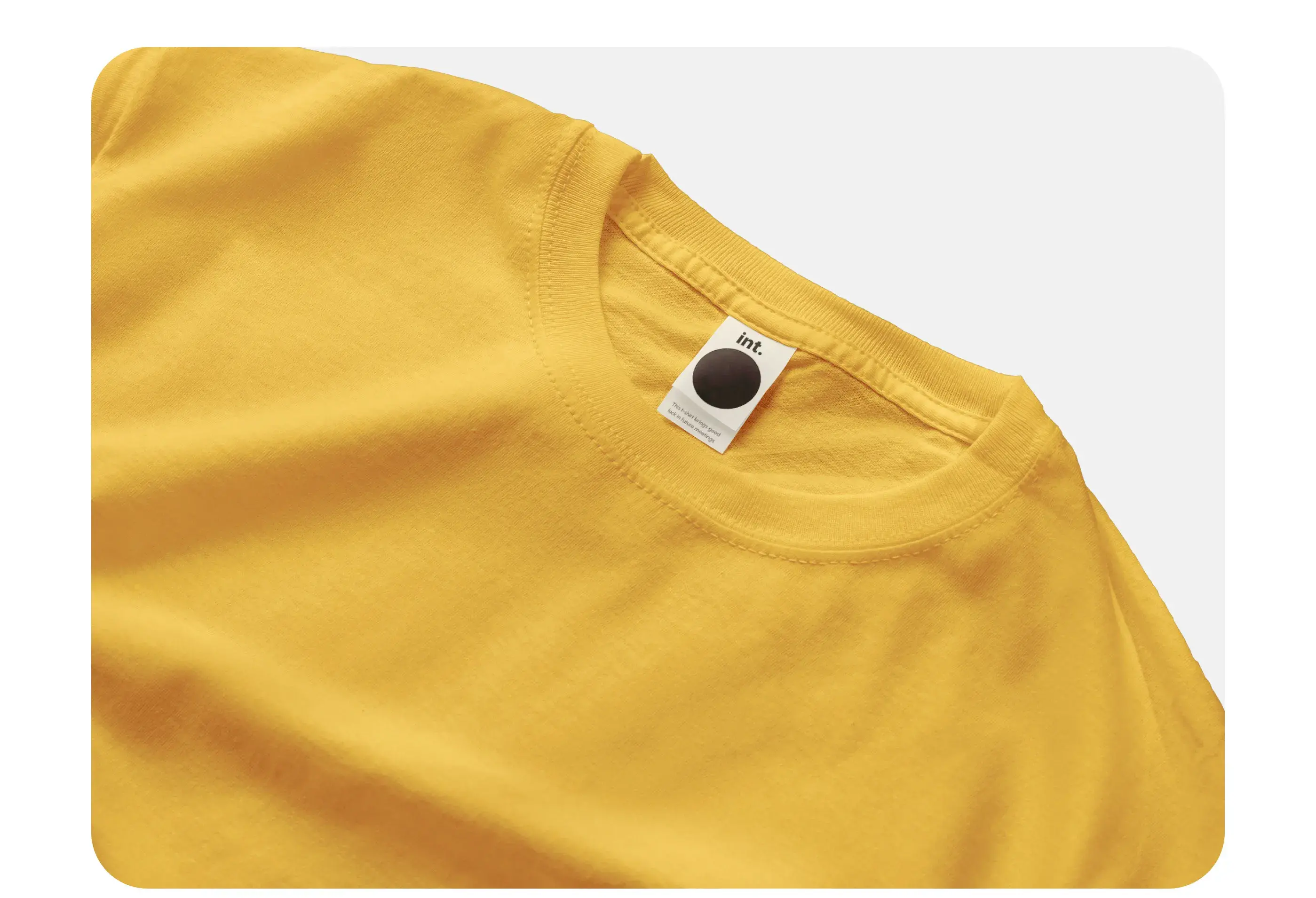 Yellow t-shirt featuring text related to good luck in future meetings.