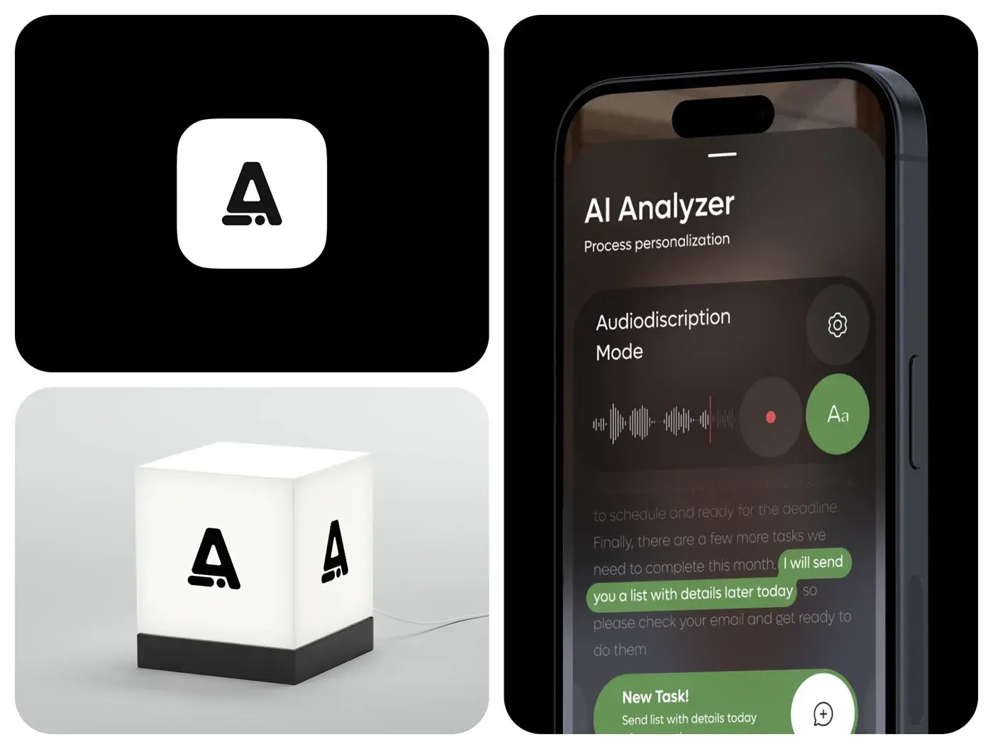 Mobile phone displaying a screenshot of the AI meet app dashboard interface. Mobile phone displaying a screenshot of the AI meet app dashboard interface.