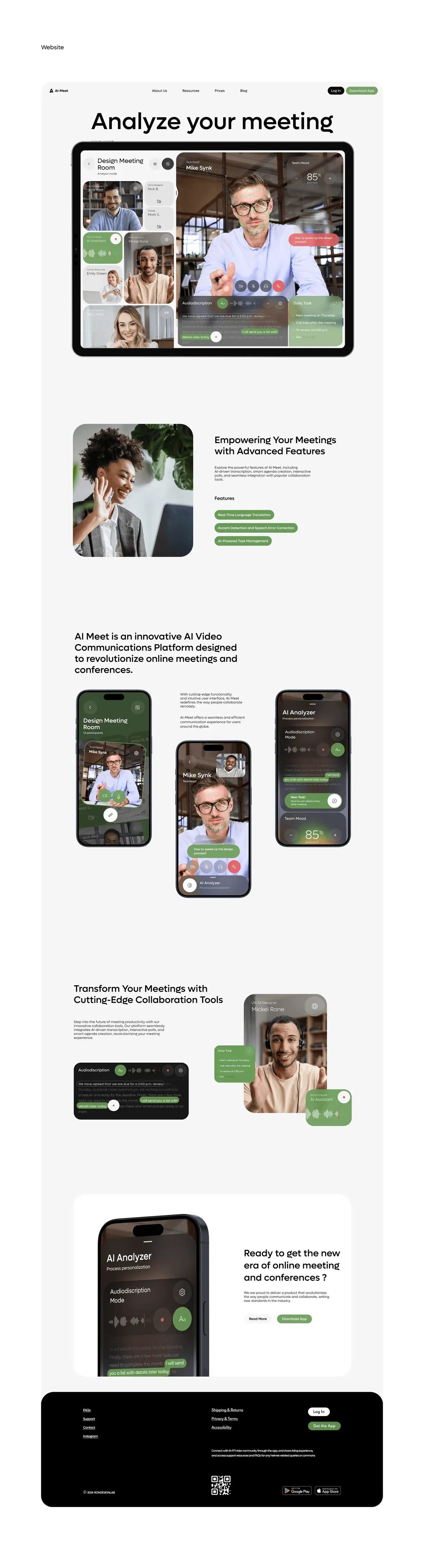 Screenshot of the AI meet app's mobile UX/UI design on an iPhone. Screenshot of the AI meet app's mobile UX/UI design on an iPhone.