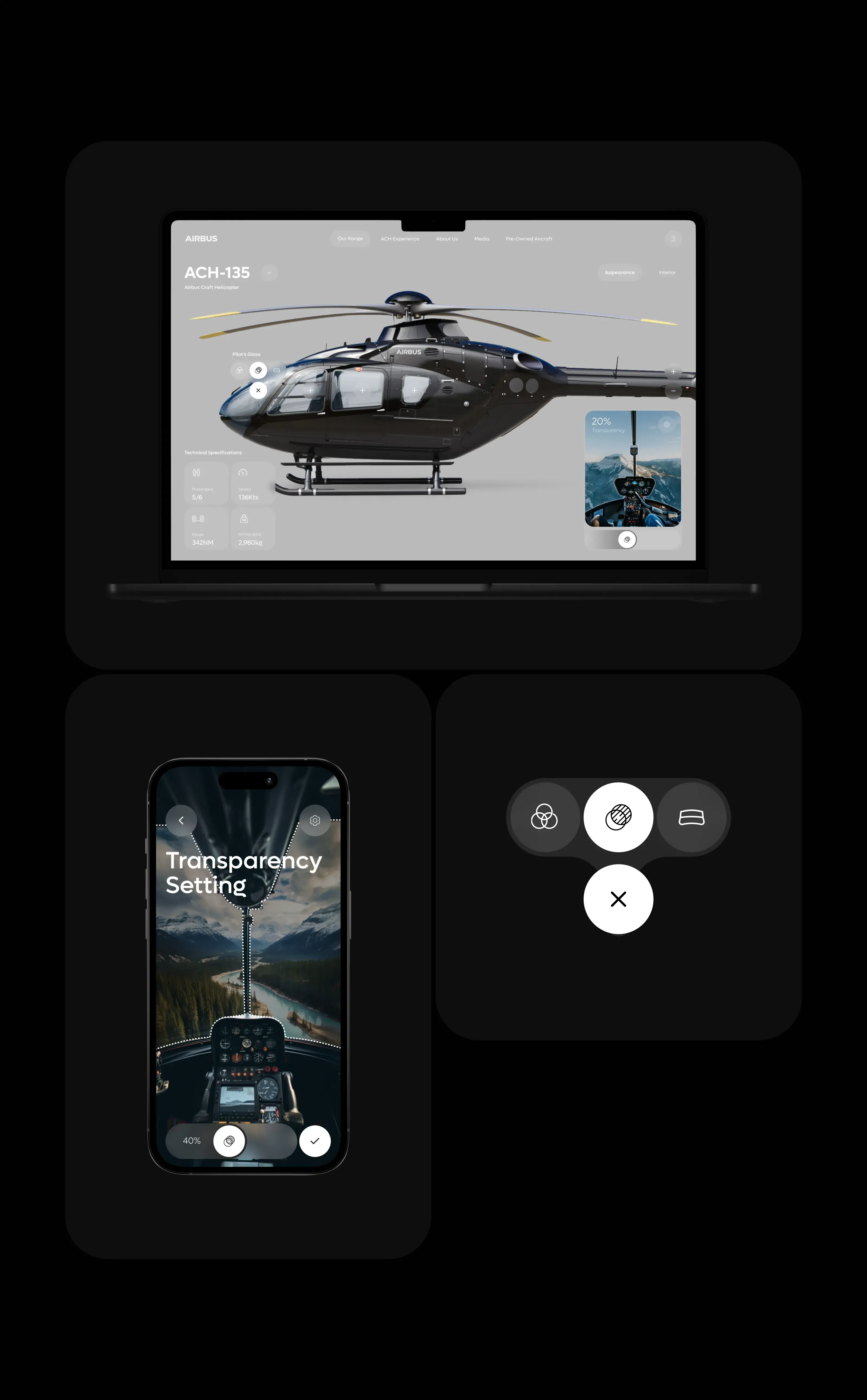 Screenshot of a vehicle configurator desktop app showing a helicopter. Screenshot of a vehicle configurator desktop app showing a helicopter.