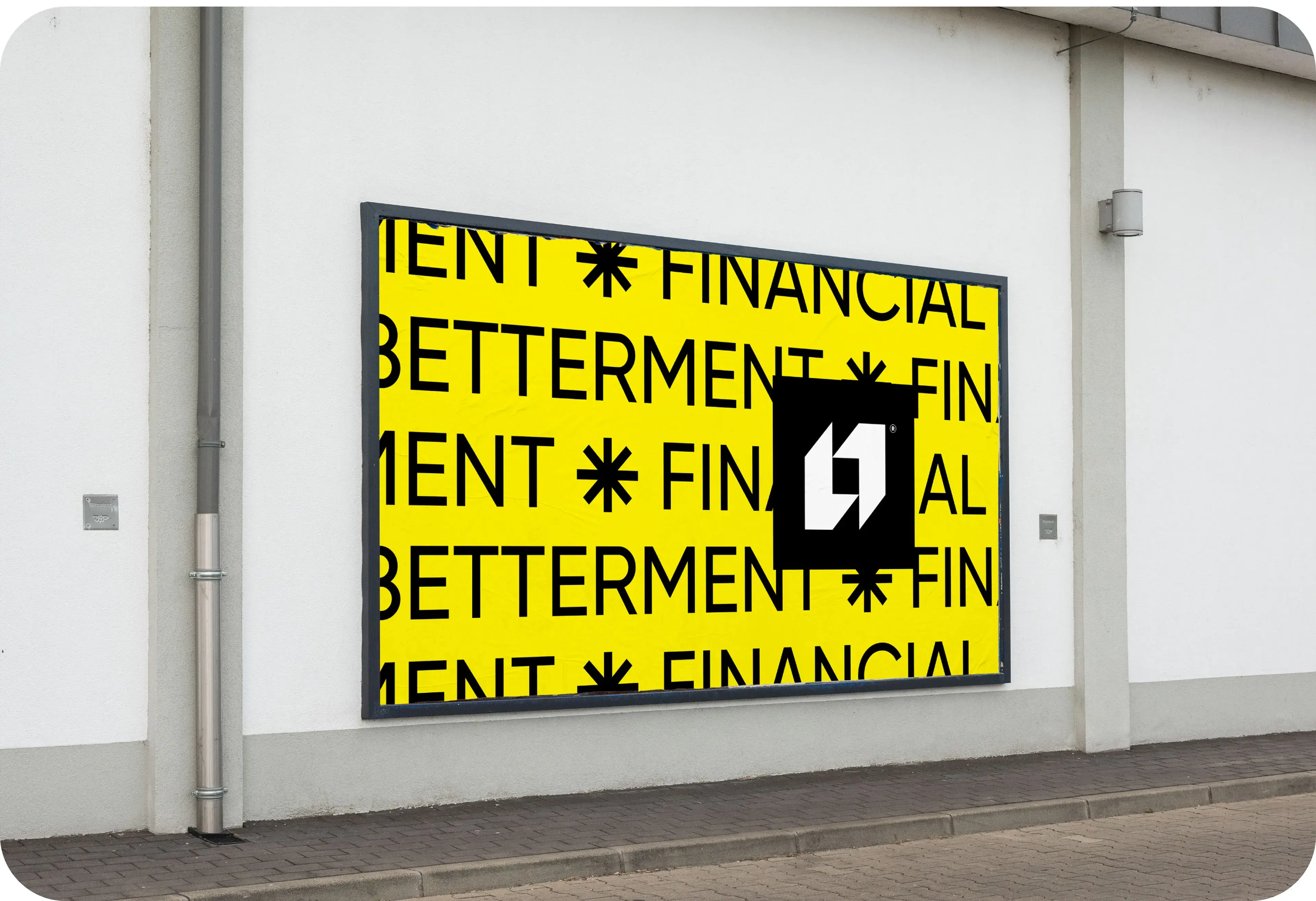 Symbol or graphic element featuring 'Betterment Financial' text, related to the app design. Symbol or graphic element featuring 'Betterment Financial' text, related to the app design.