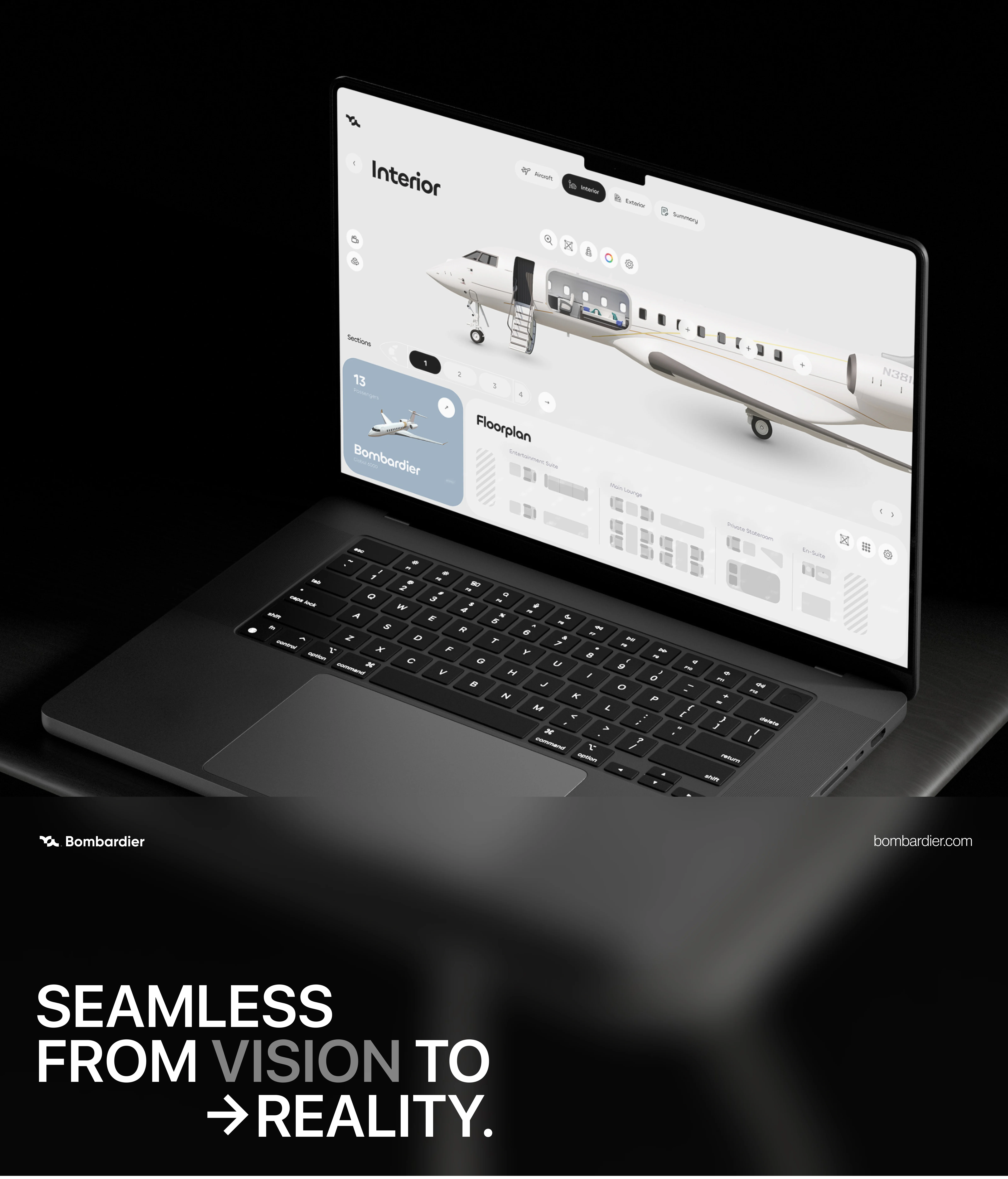 Jet customization options in Bombardier configurator. Jet customization options in Bombardier configurator.