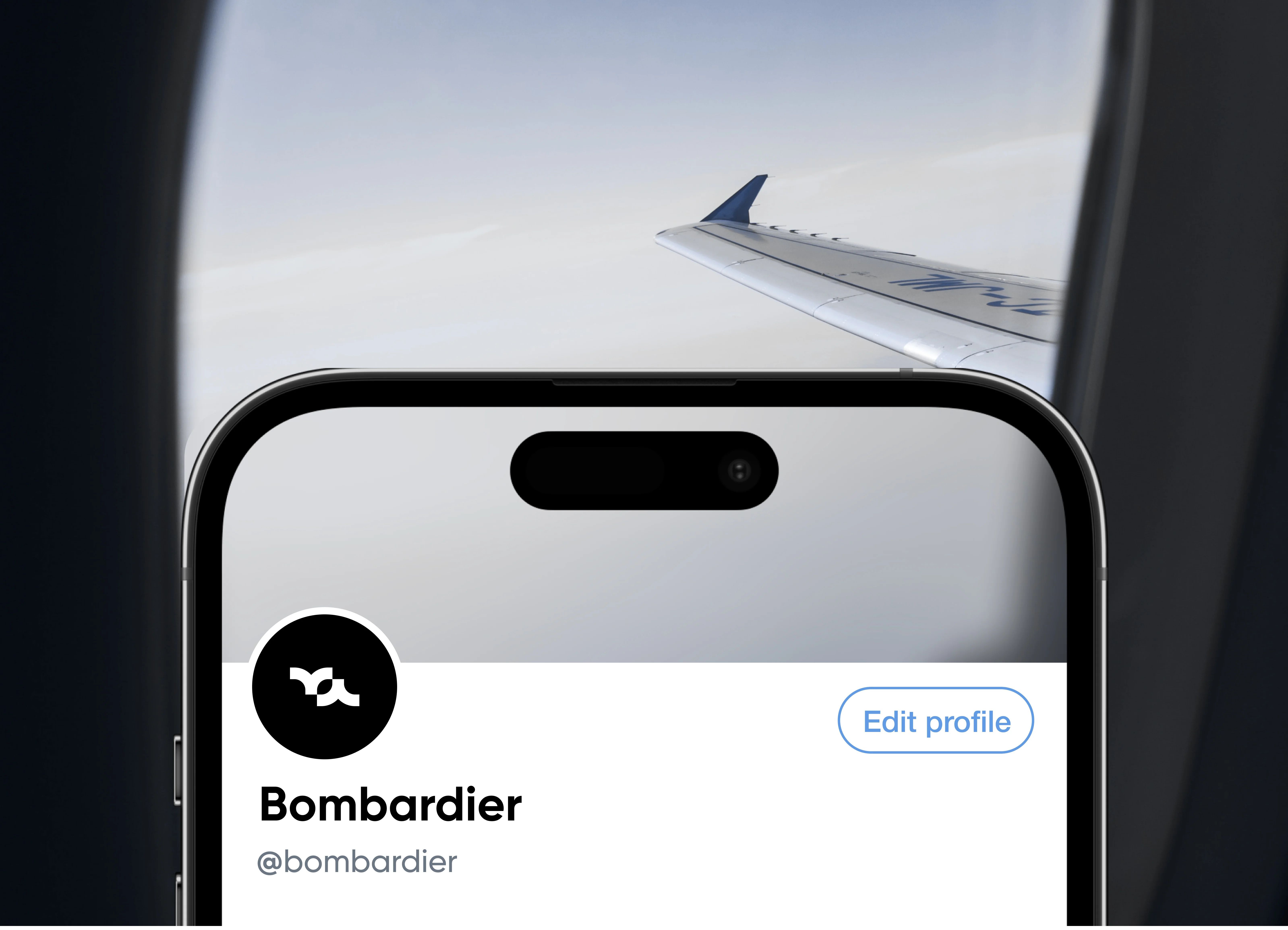 Mobile screen view of Bombardier branding and UI elements, showcasing design work. Mobile screen view of Bombardier branding and UI elements, showcasing design work.