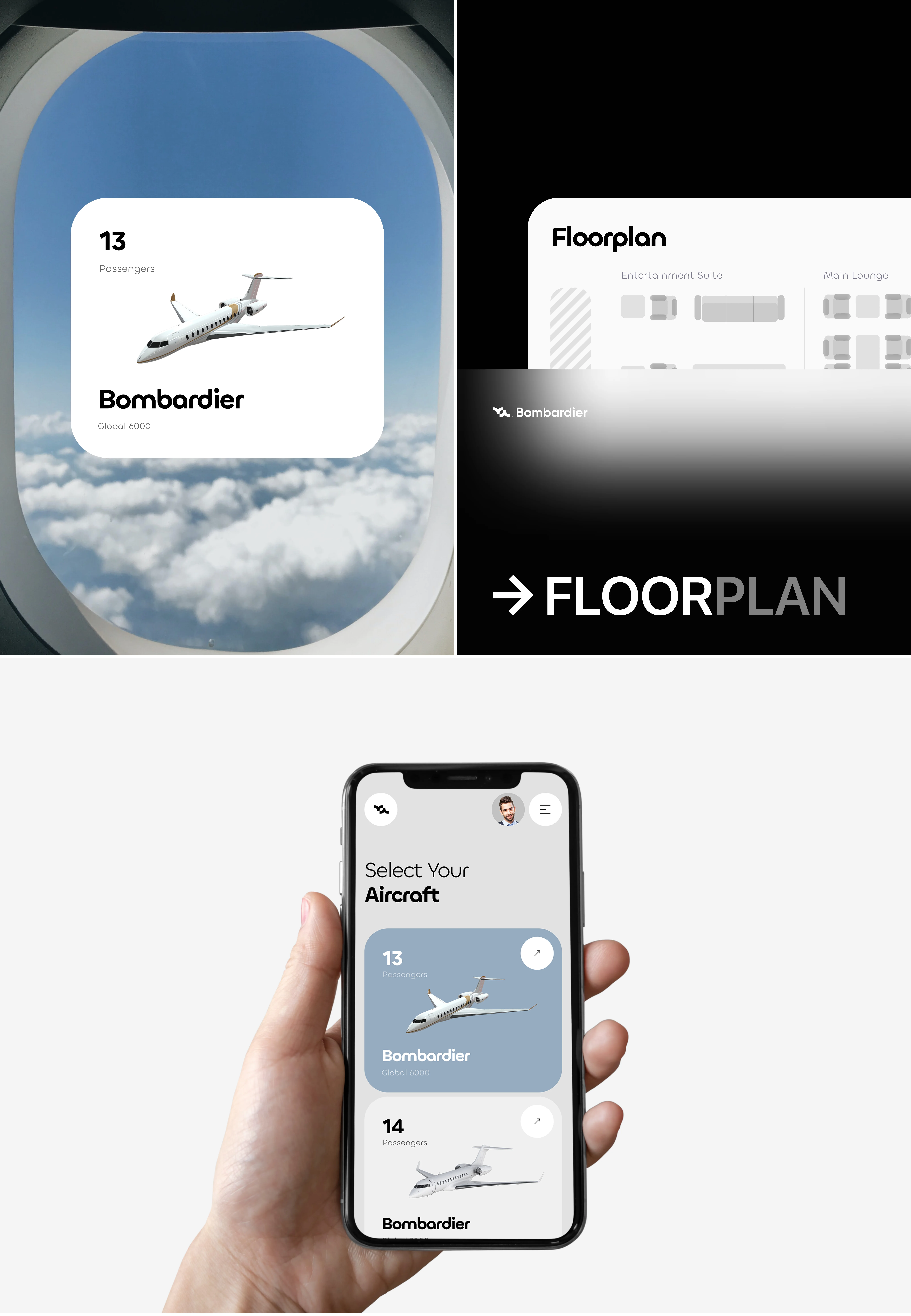 Screenshot of a mobile UI design for aviation services, featured in a Bombardier case study. Screenshot of a mobile UI design for aviation services, featured in a Bombardier case study.