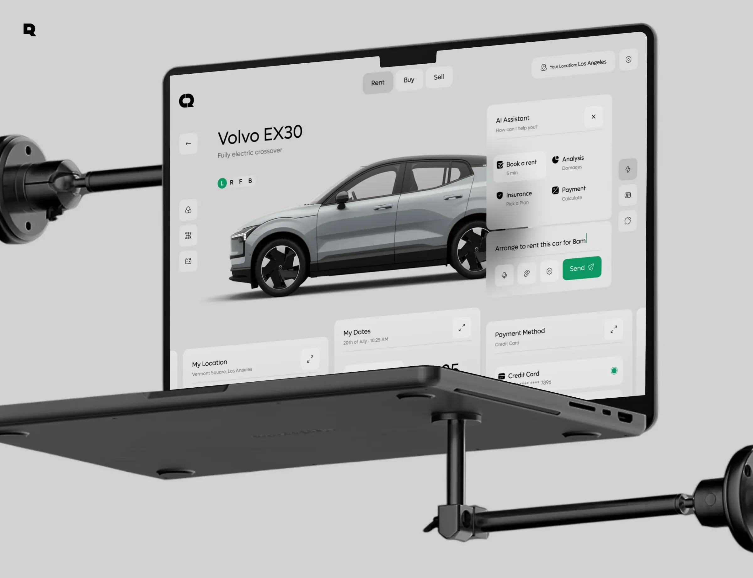 Electric car relevant to a case study on an AI car rental assistant, SaaS, and mobile app.