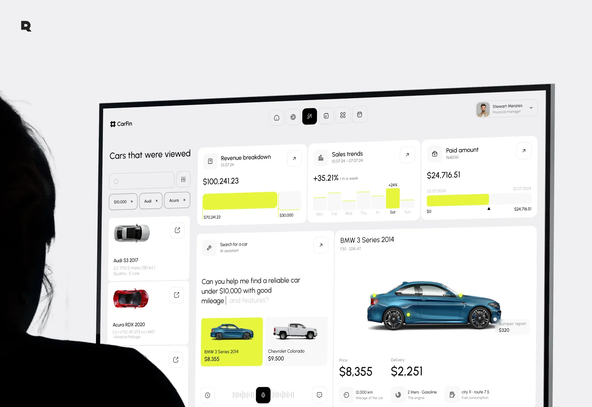 Illustration of a luxury electric sedan concept relevant to the AI car search assistant case study.