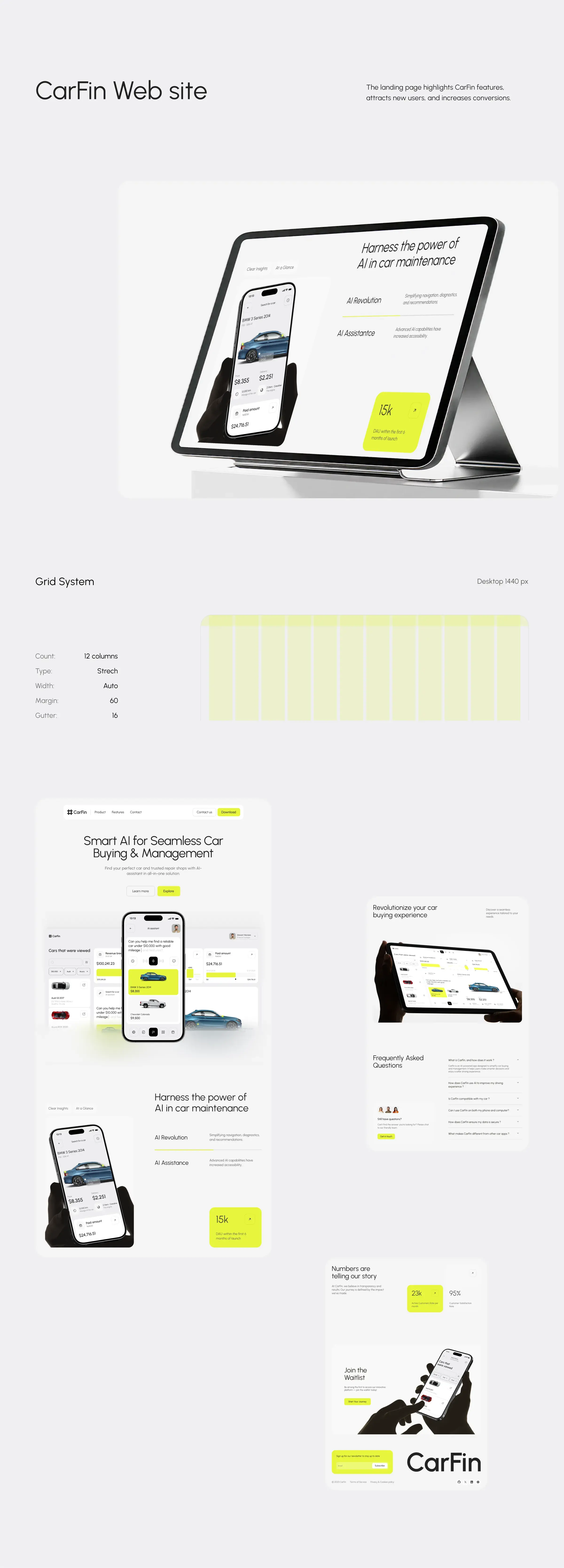 Mobile screen showing a concept design for a car search AI assistant interface. Mobile screen showing a concept design for a car search AI assistant interface.
