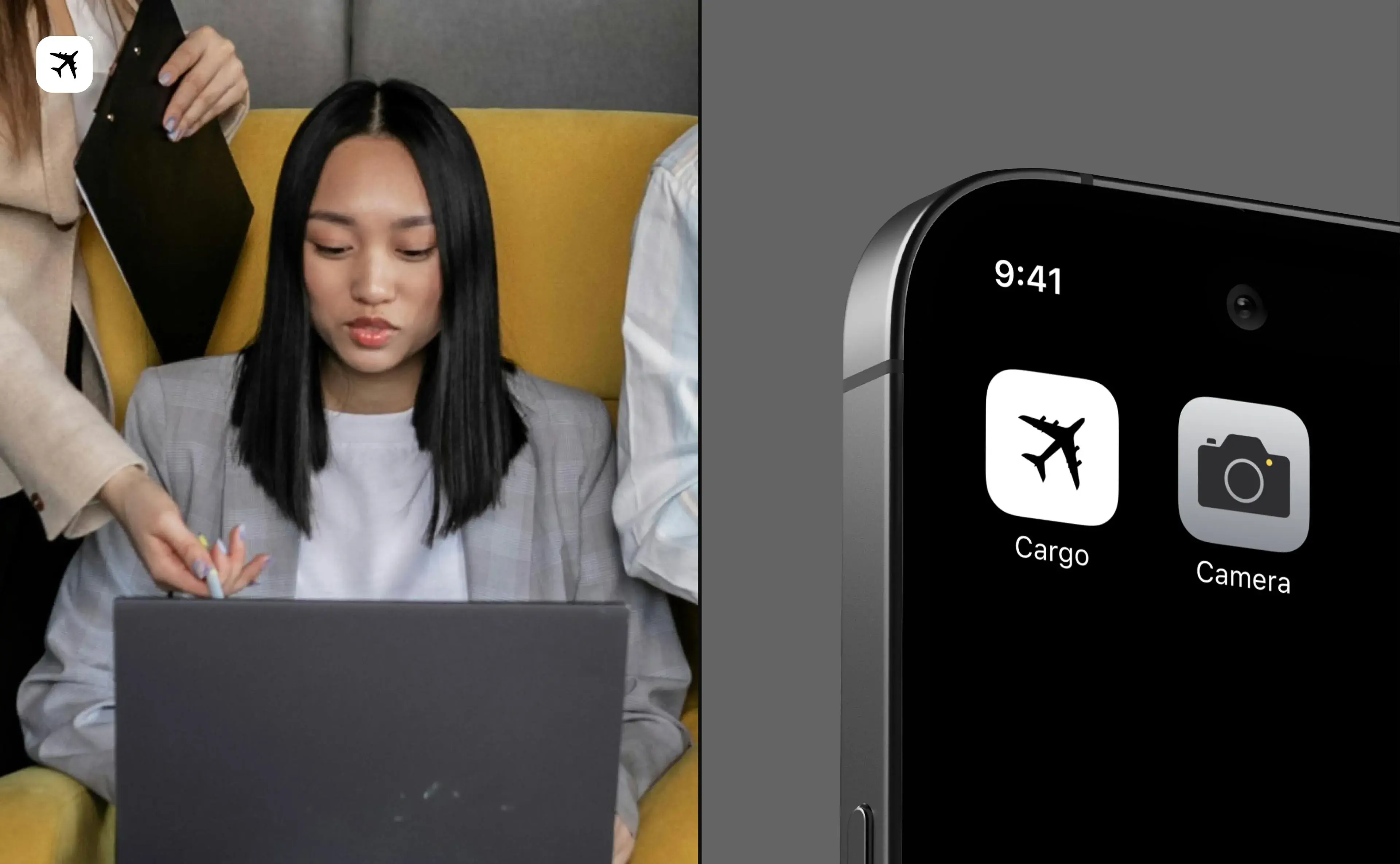 Screenshot of the Cargo Camera feature interface within a cargo management mobile app on an iPhone. Screenshot of the Cargo Camera feature interface within a cargo management mobile app on an iPhone.