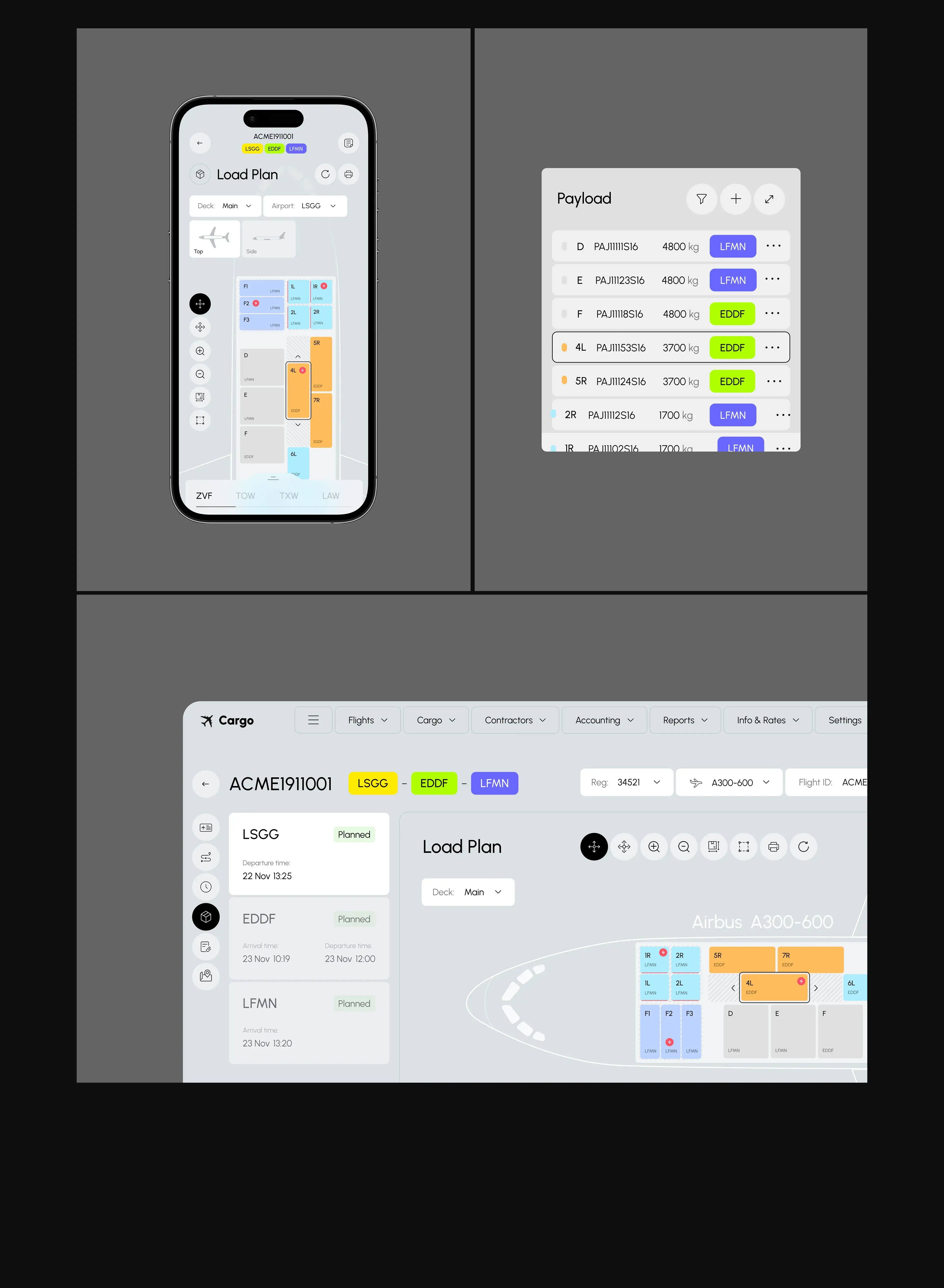 Screenshot of a cargo TMS web application interface on a mobile phone. Screenshot of a cargo TMS web application interface on a mobile phone.