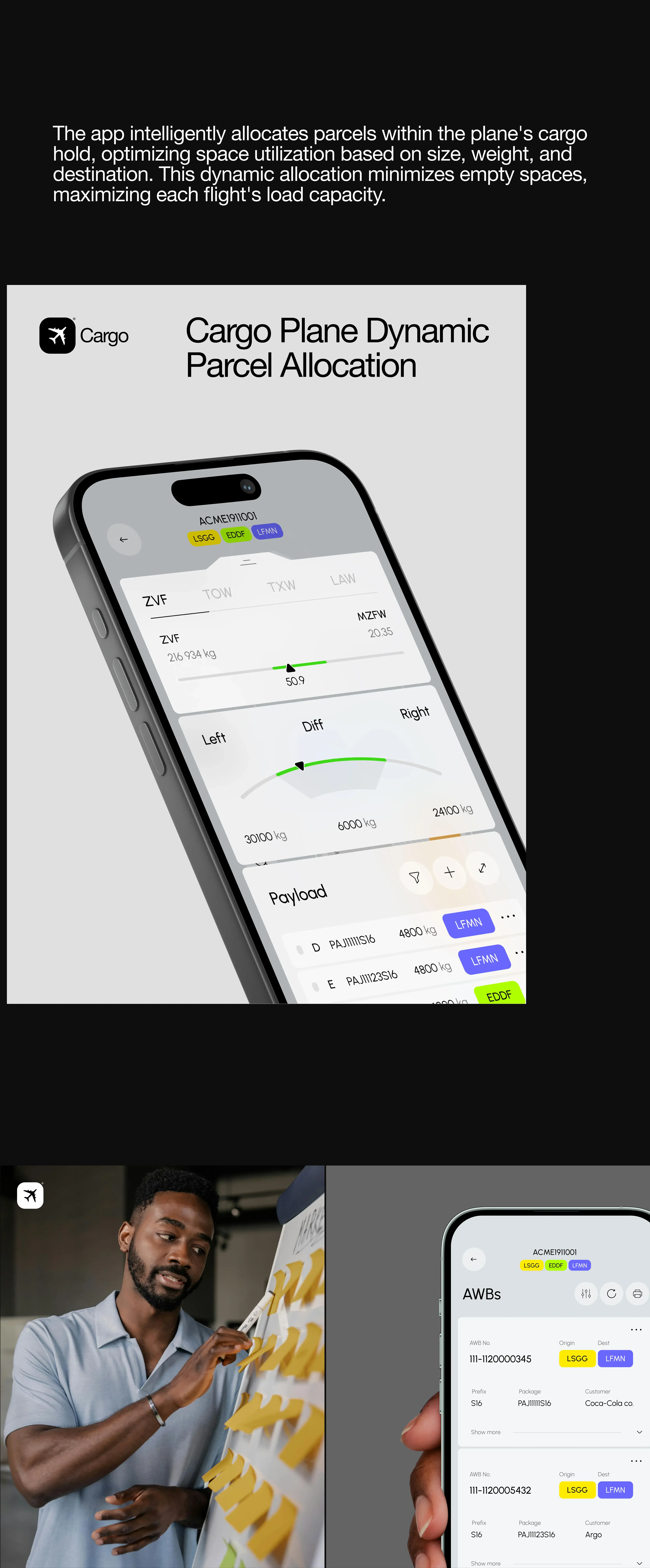 A person using a mobile device to manage cargo and vehicle logistics. A person using a mobile device to manage cargo and vehicle logistics.