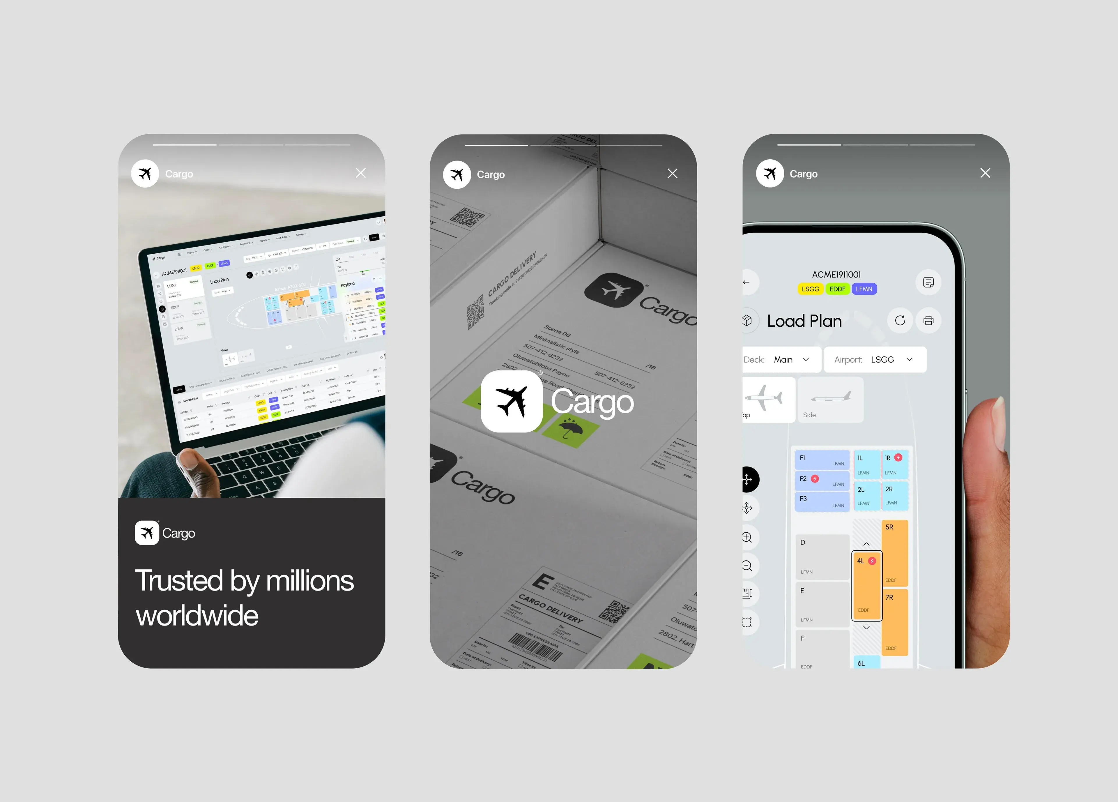Screenshot of a mobile application interface for a cargo TMS. Screenshot of a mobile application interface for a cargo TMS.
