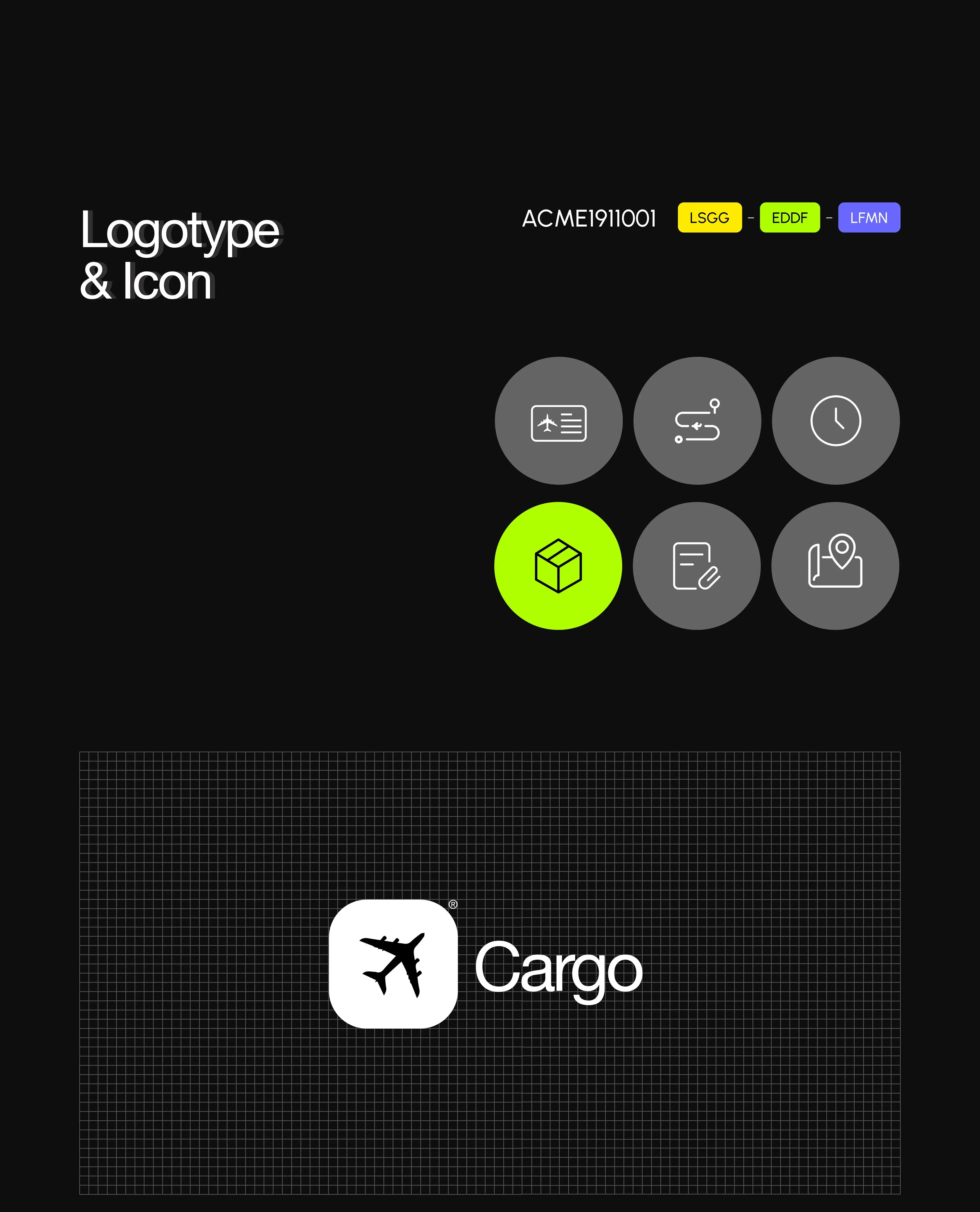 Screenshot of a Cargo TMS SaaS UI, showing a logo, cargo ID ACME1911001, and route details. Screenshot of a Cargo TMS SaaS UI, showing a logo, cargo ID ACME1911001, and route details.