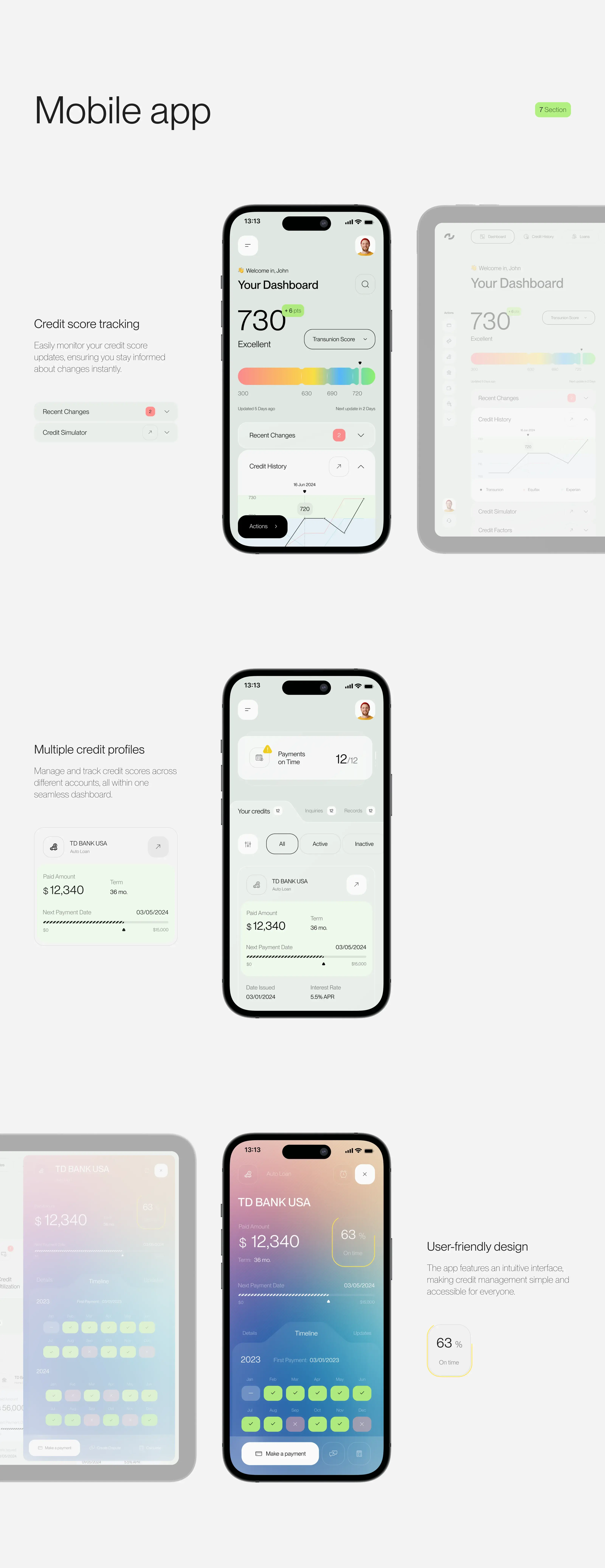 UI design screenshots of the Credifyx SaaS mobile app displayed on multiple iPhones. UI design screenshots of the Credifyx SaaS mobile app displayed on multiple iPhones.