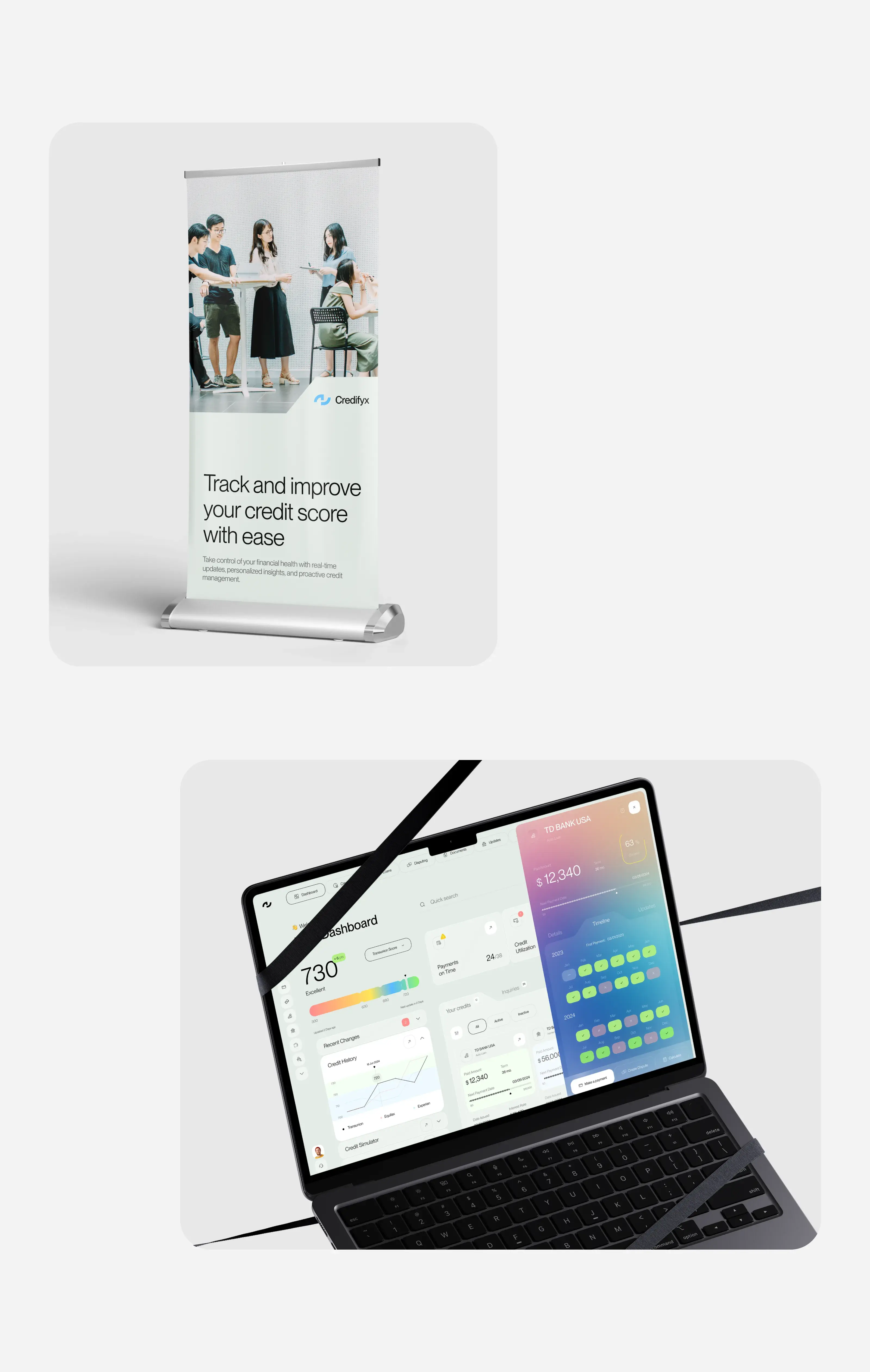 People reviewing the UI/UX design for CredifyX SaaS desktop application. People reviewing the UI/UX design for CredifyX SaaS desktop application.