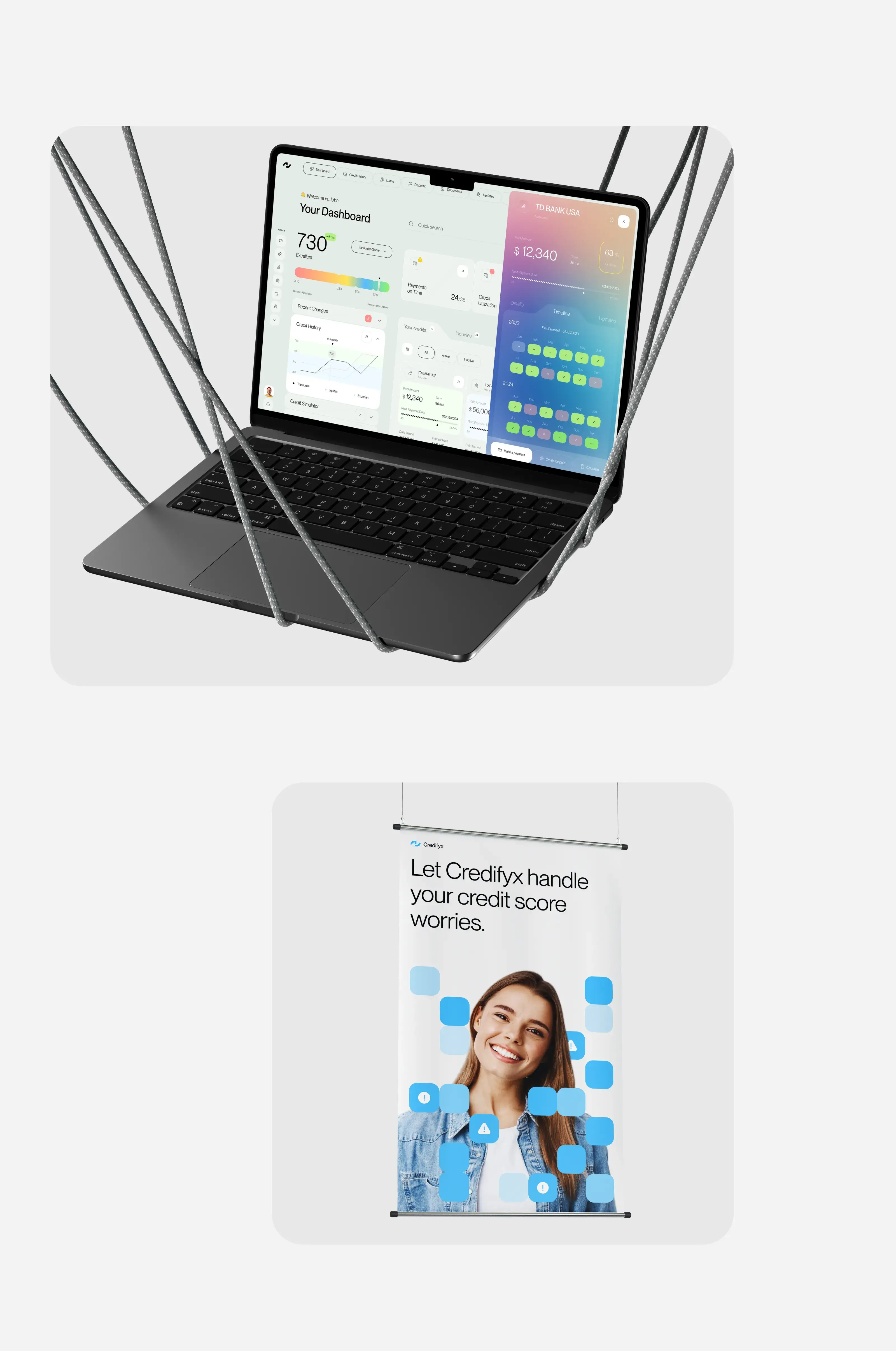 Screenshot of the Credifyx SaaS desktop application user interface on a laptop. Screenshot of the Credifyx SaaS desktop application user interface on a laptop.