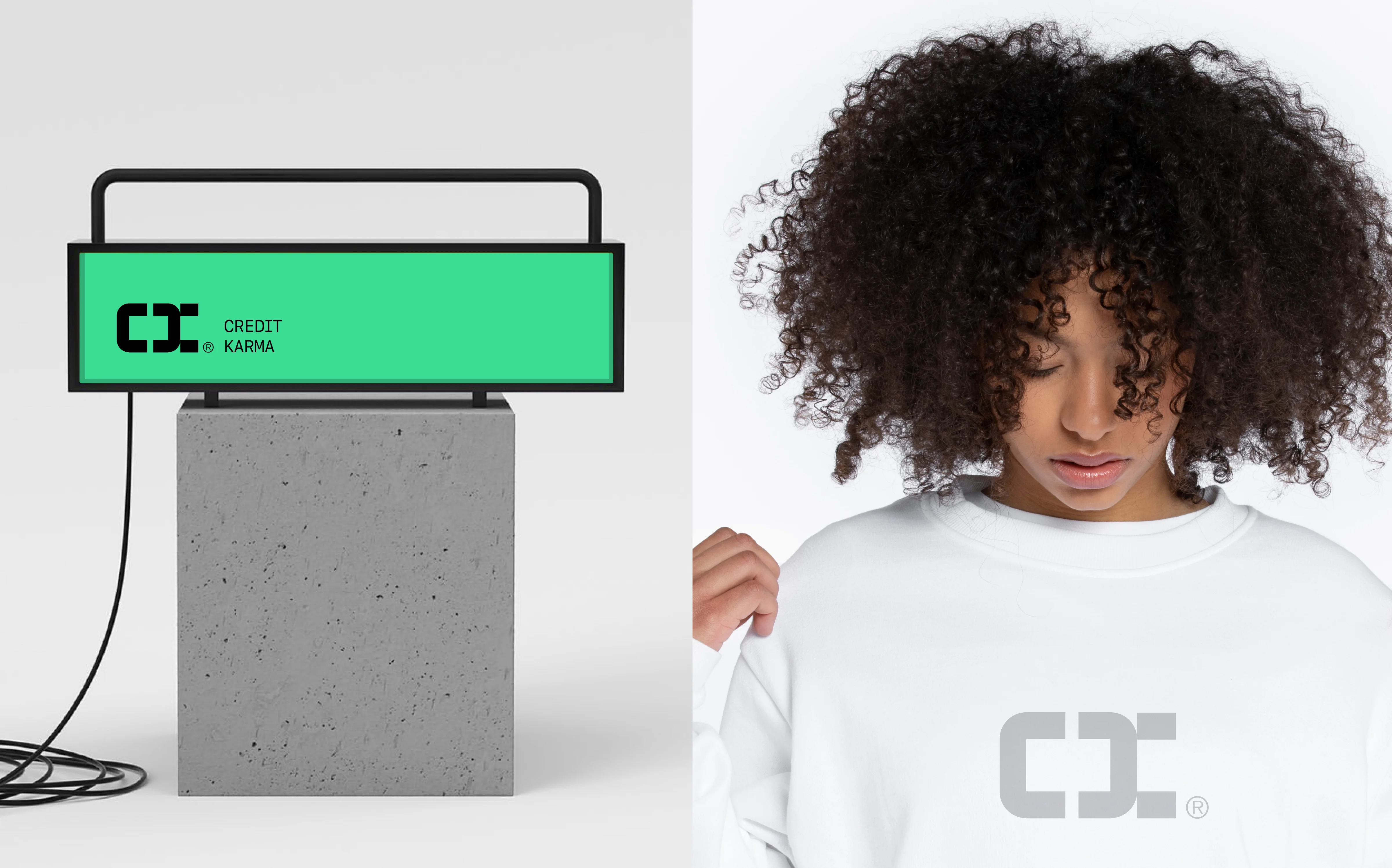 Photograph of a person in a hoodie displaying the Credit Karma logo for the finance case study. Photograph of a person in a hoodie displaying the Credit Karma logo for the finance case study.