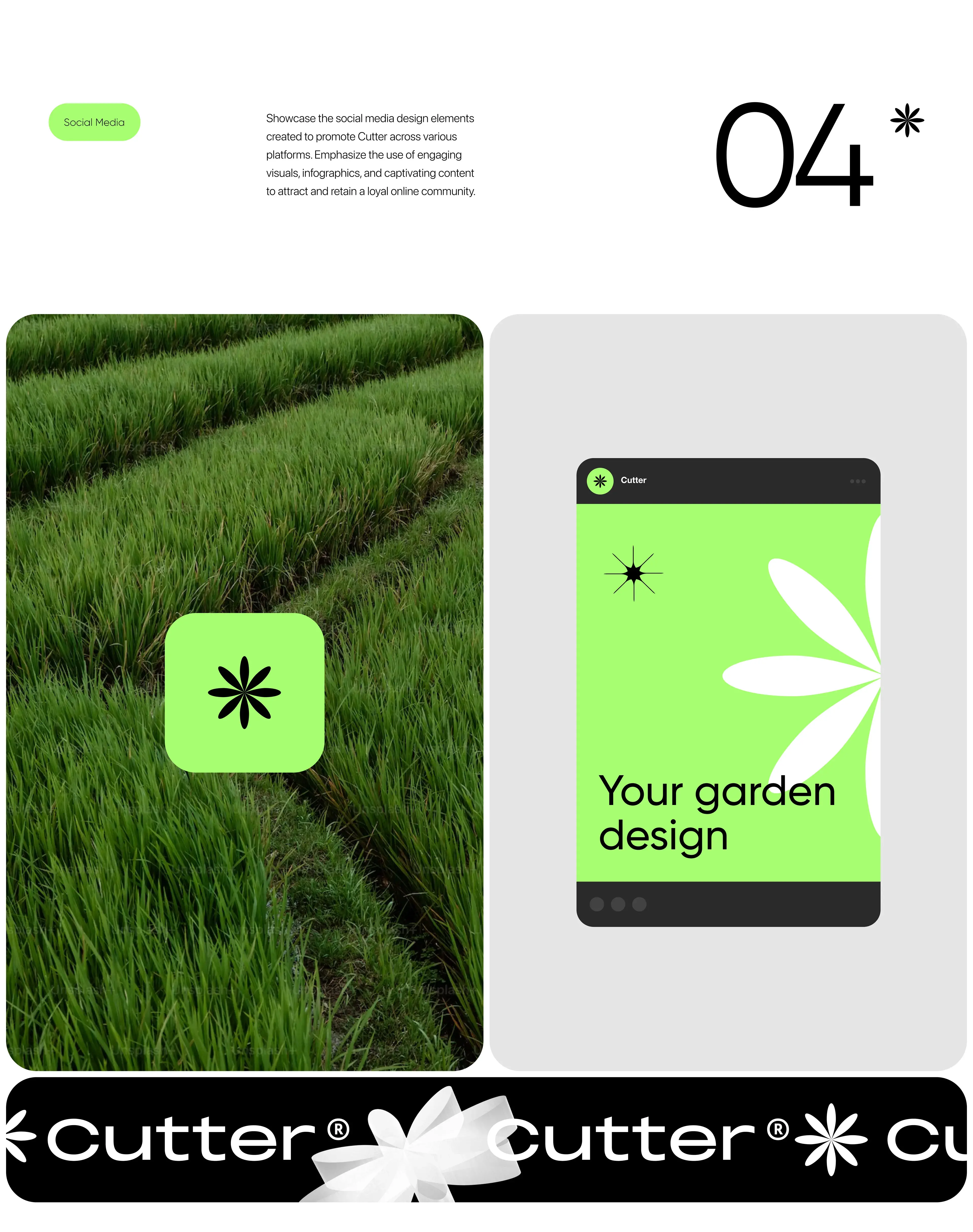 Graphic design of the Cutter mobile app, showcasing its UX/UI and branding for a startup in the lawn care or service sector. Graphic design of the Cutter mobile app, showcasing its UX/UI and branding for a startup in the lawn care or service sector.