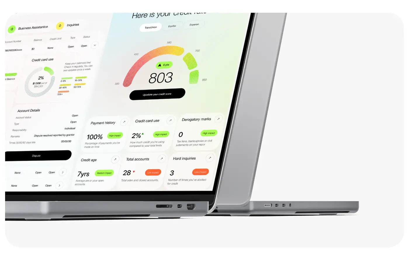 Screenshot of the DisputeFox AI credit SaaS application UI displayed on a laptop. Screenshot of the DisputeFox AI credit SaaS application UI displayed on a laptop.